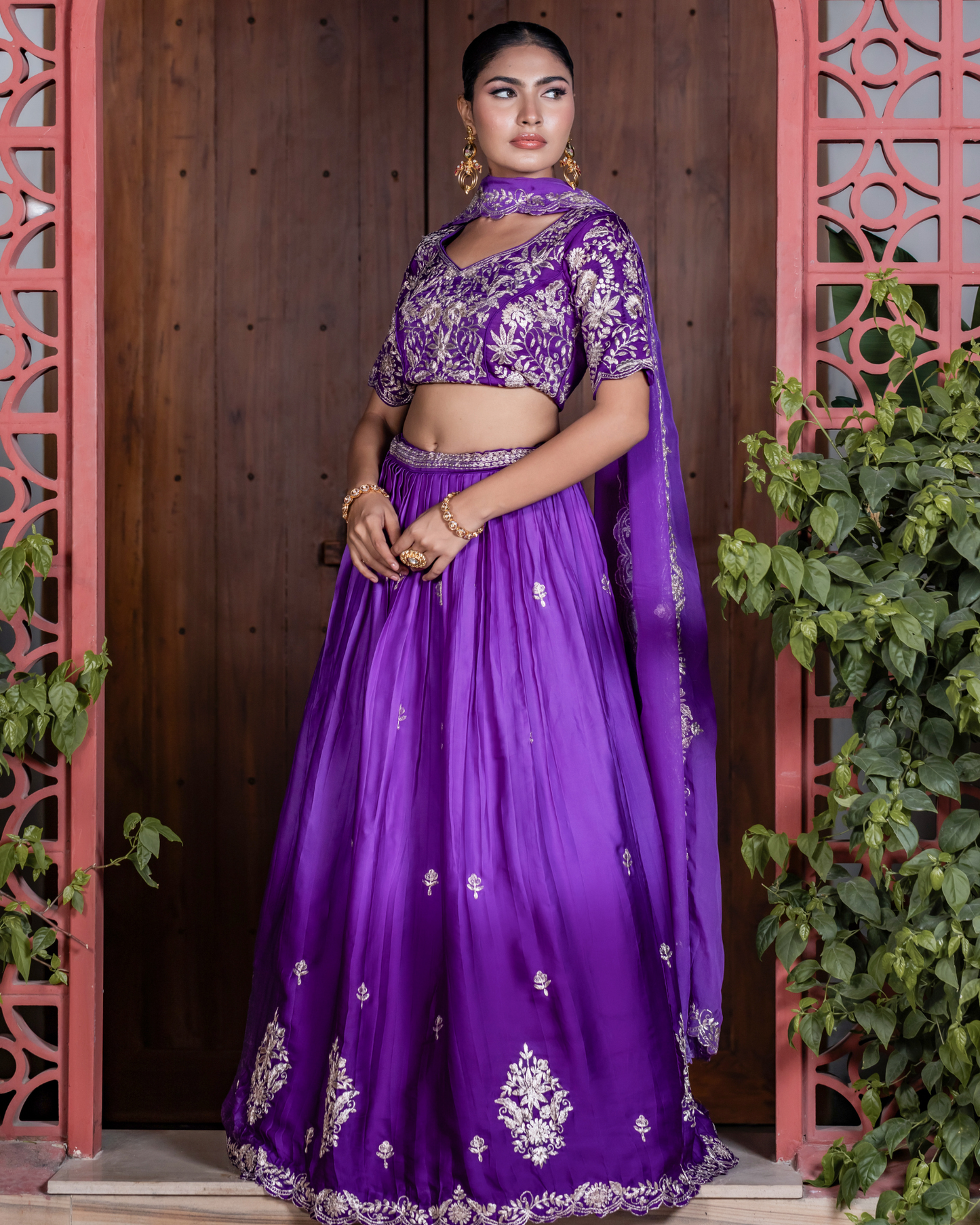 Regal Purplescape Pitten Lehenga