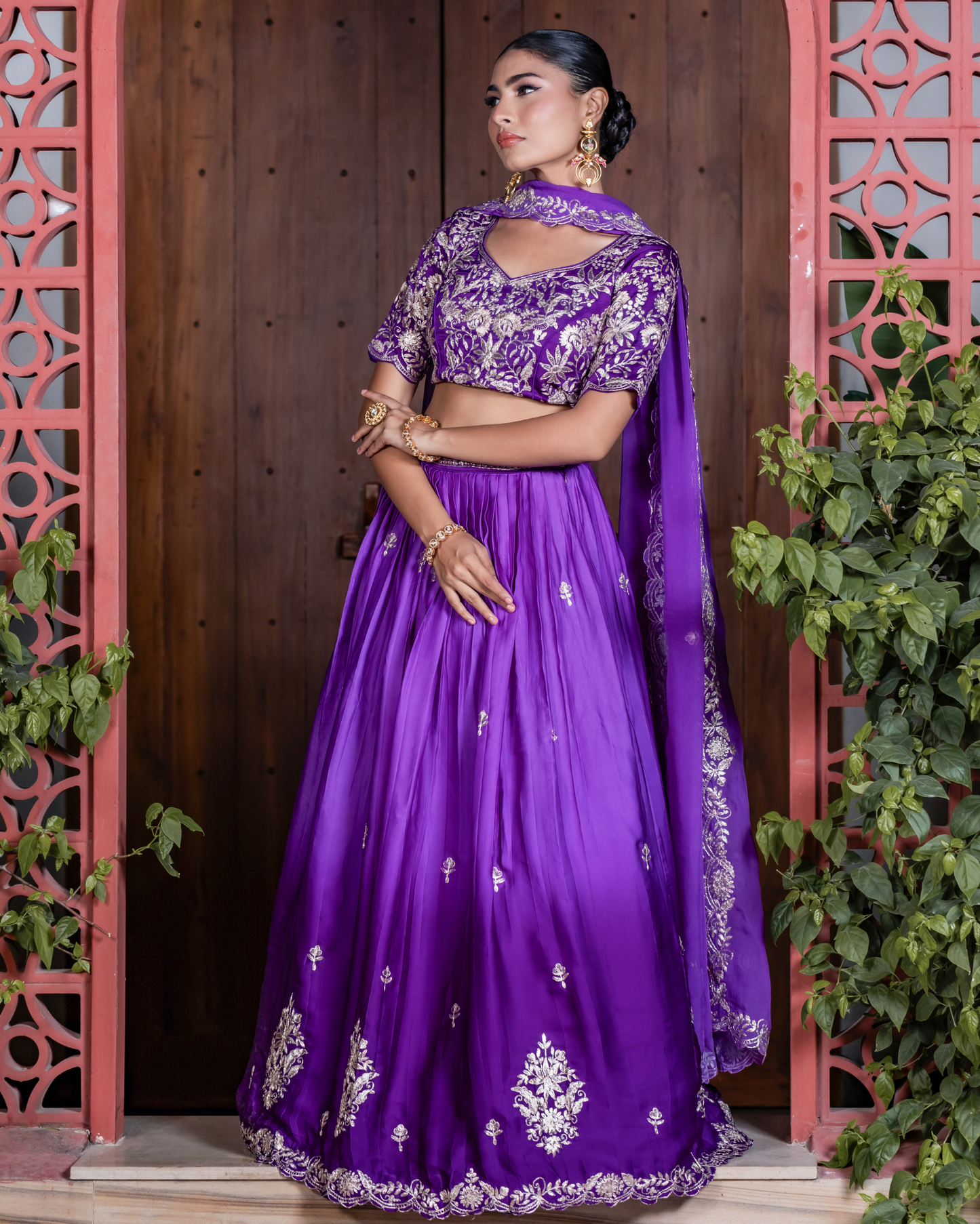 Regal Purplescape Pitten Lehenga