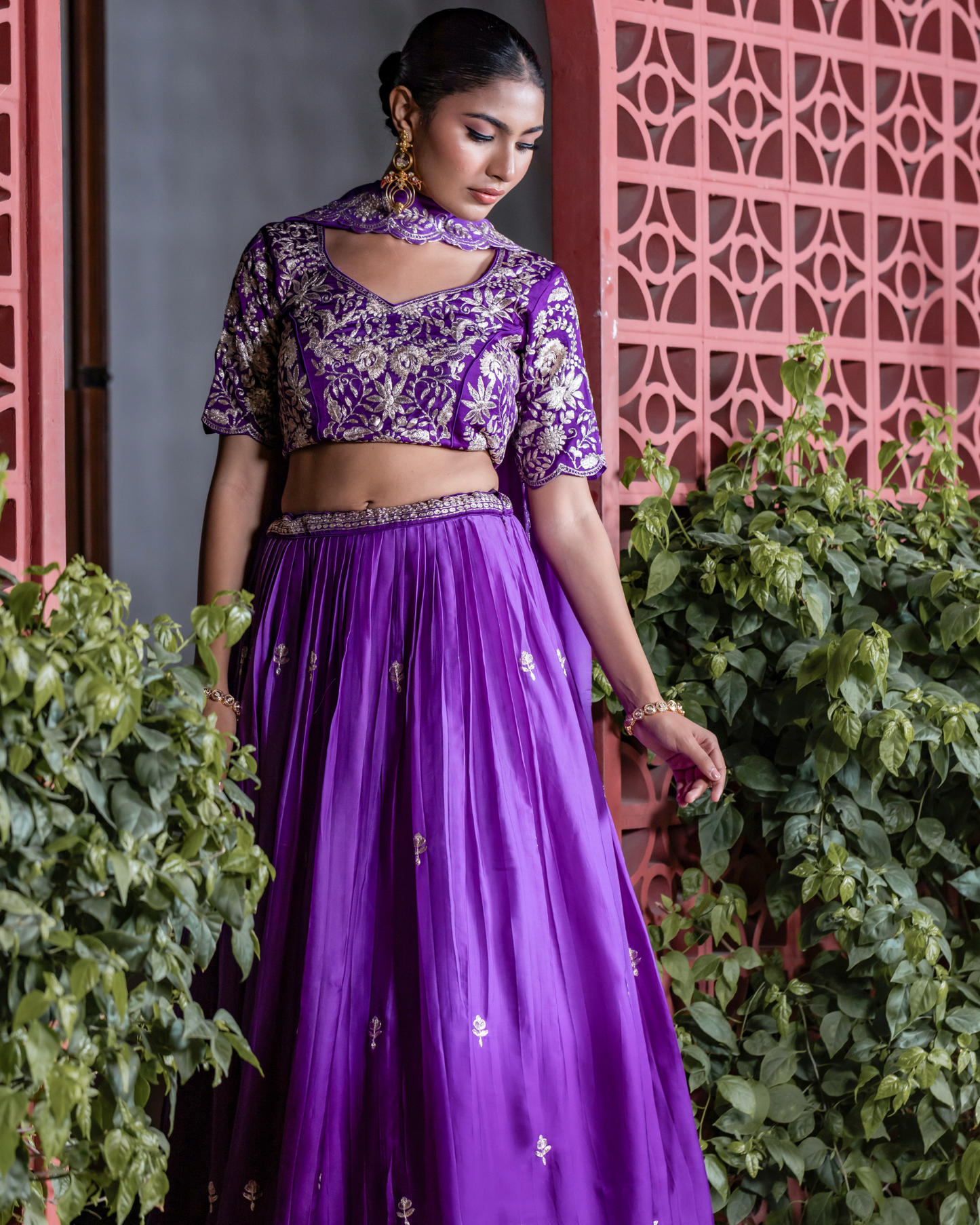 Regal Purplescape Pitten Lehenga
