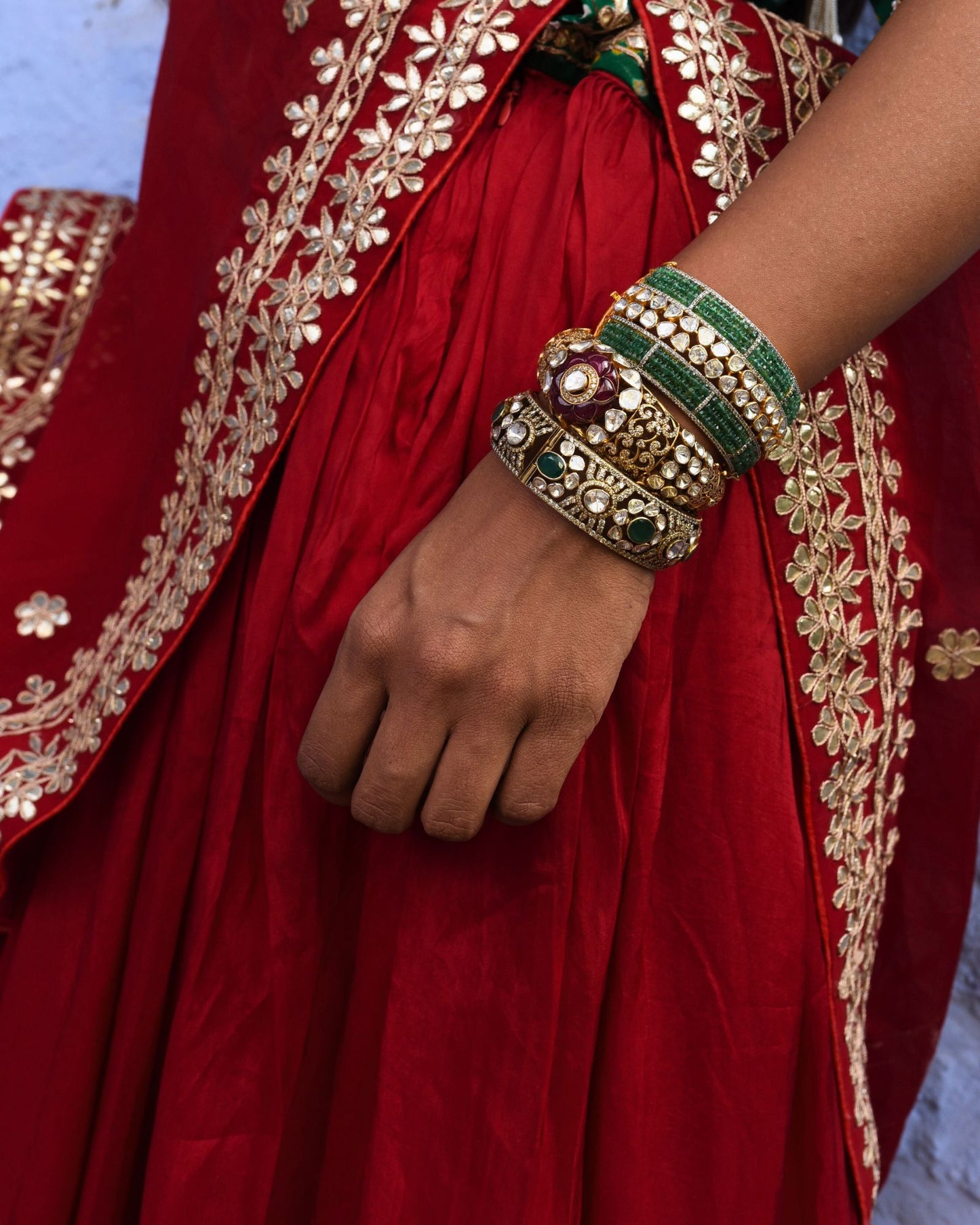 Handcrafted Red Lehenga With Bandhej Charm