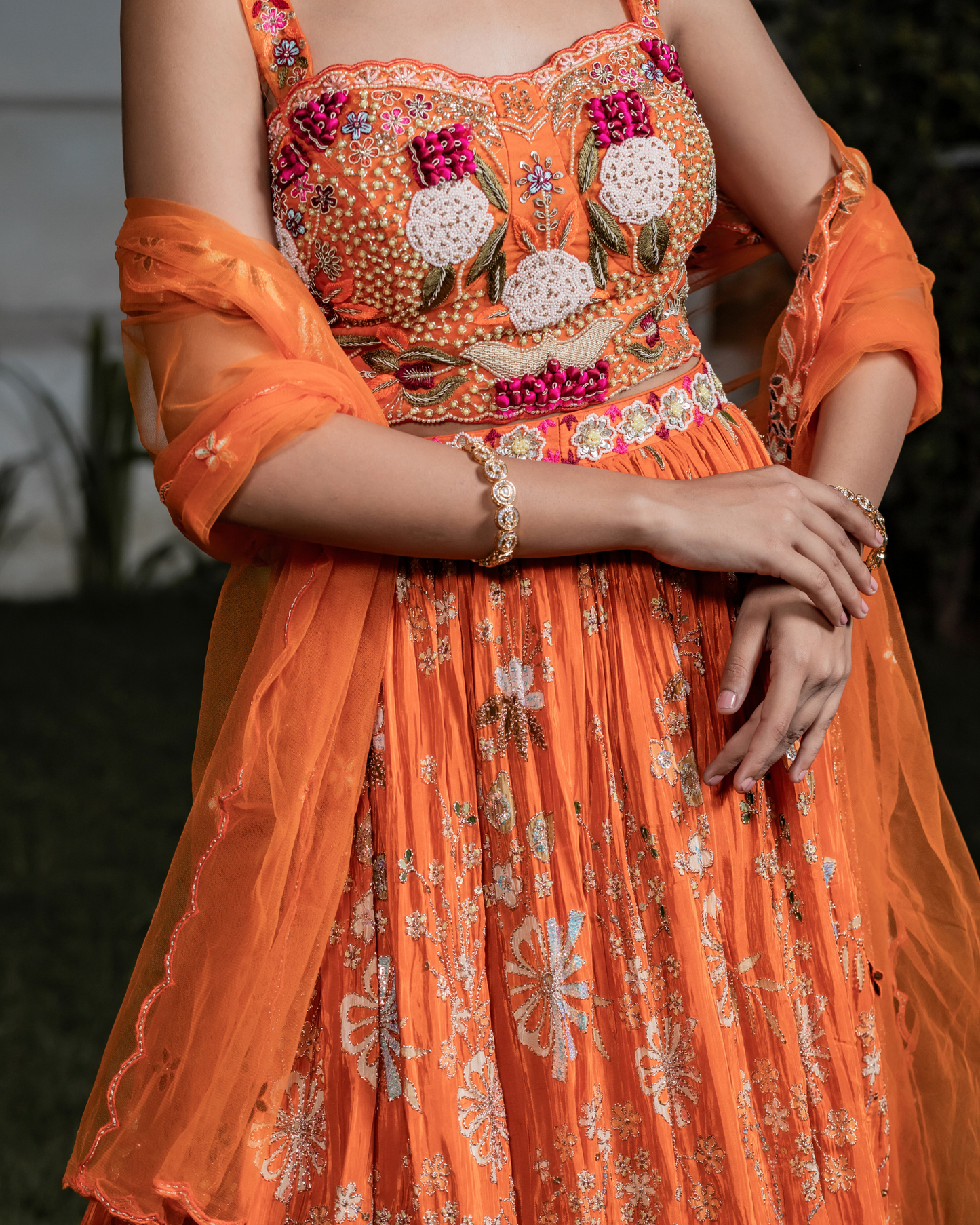 Tangerine Twist Stylish Crop Top Skirt