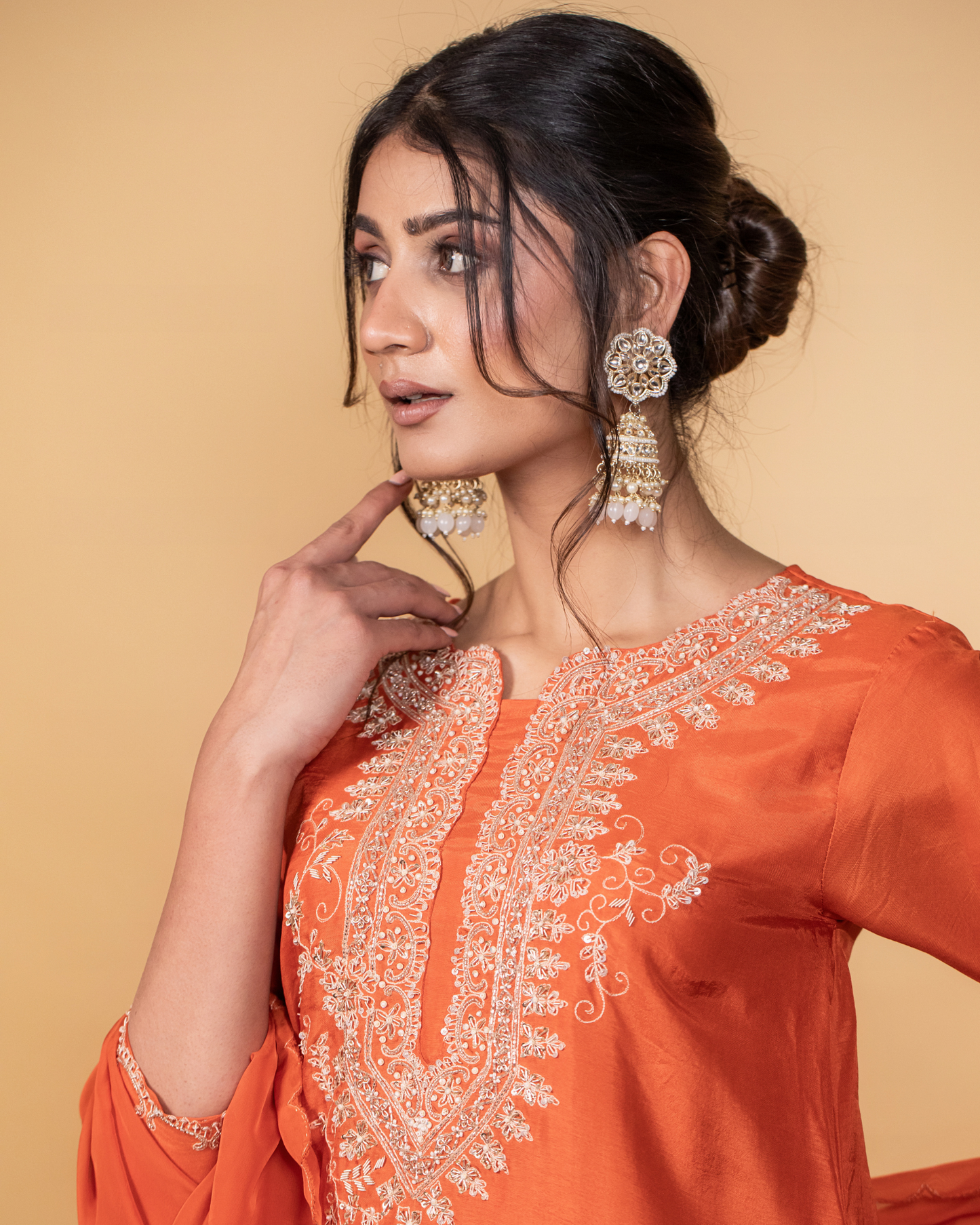Tropical Flame Orange Sharara Set