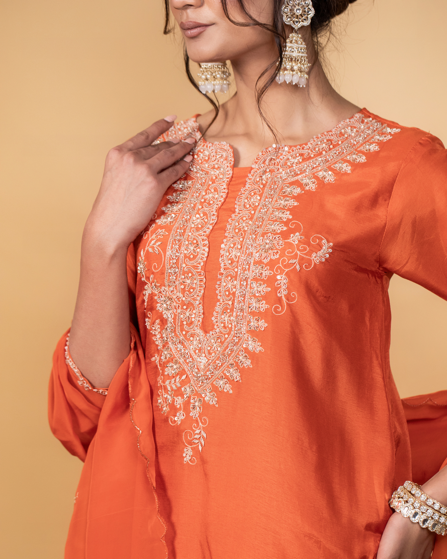 Tropical Flame Orange Sharara Set