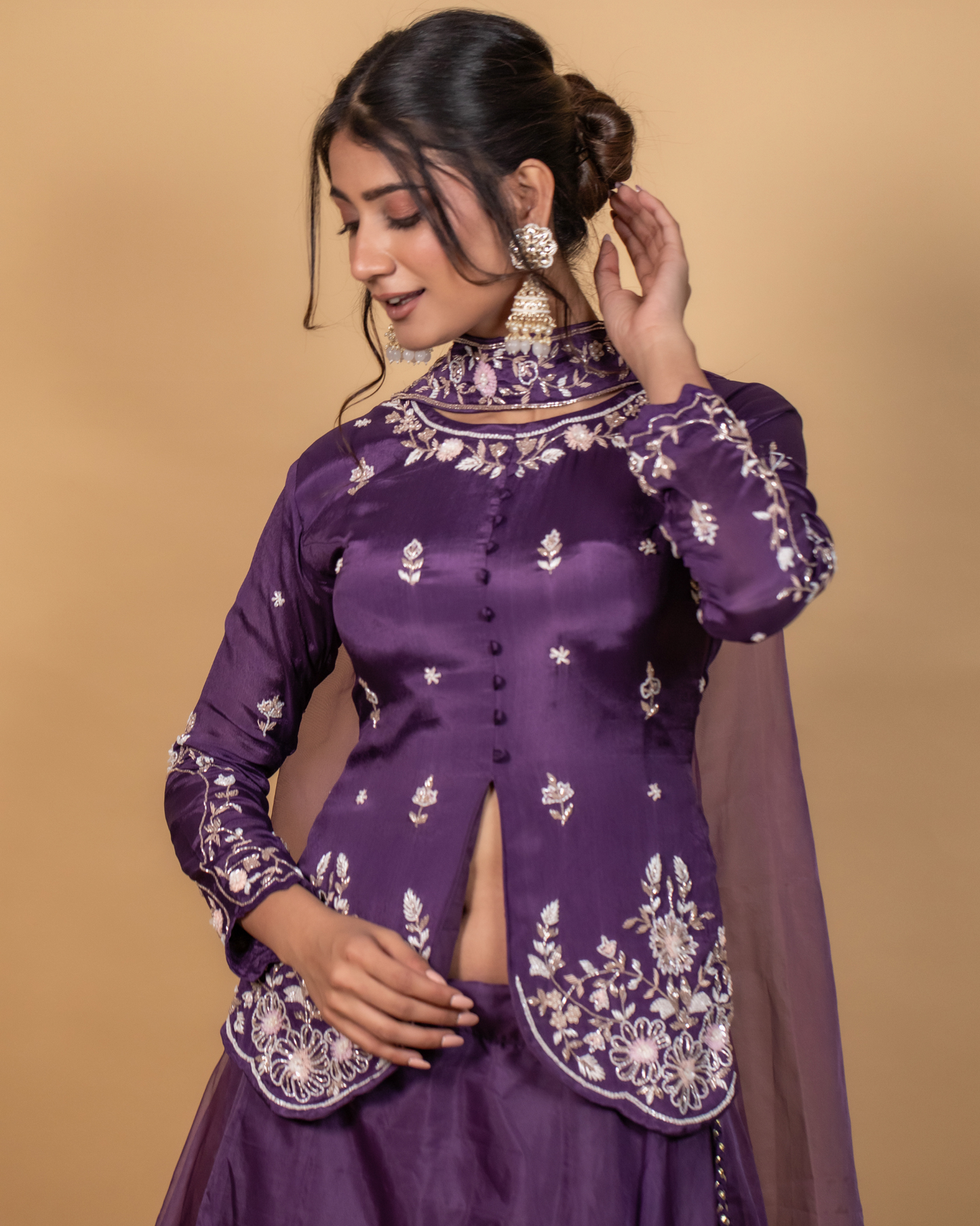Royal Violet Peplum Skirt Set