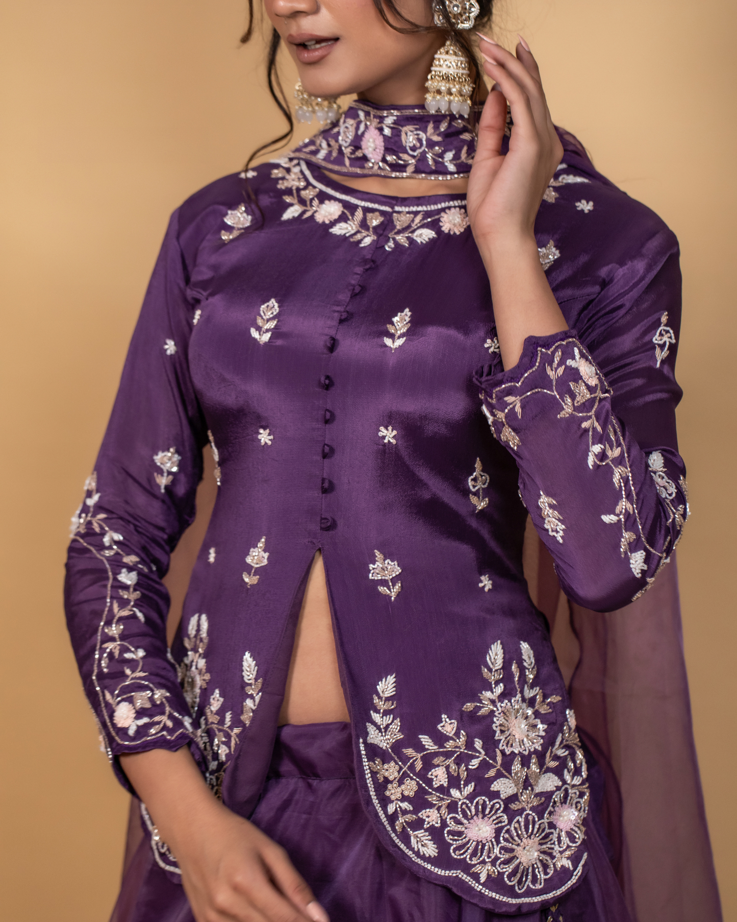 Royal Violet Peplum Skirt Set