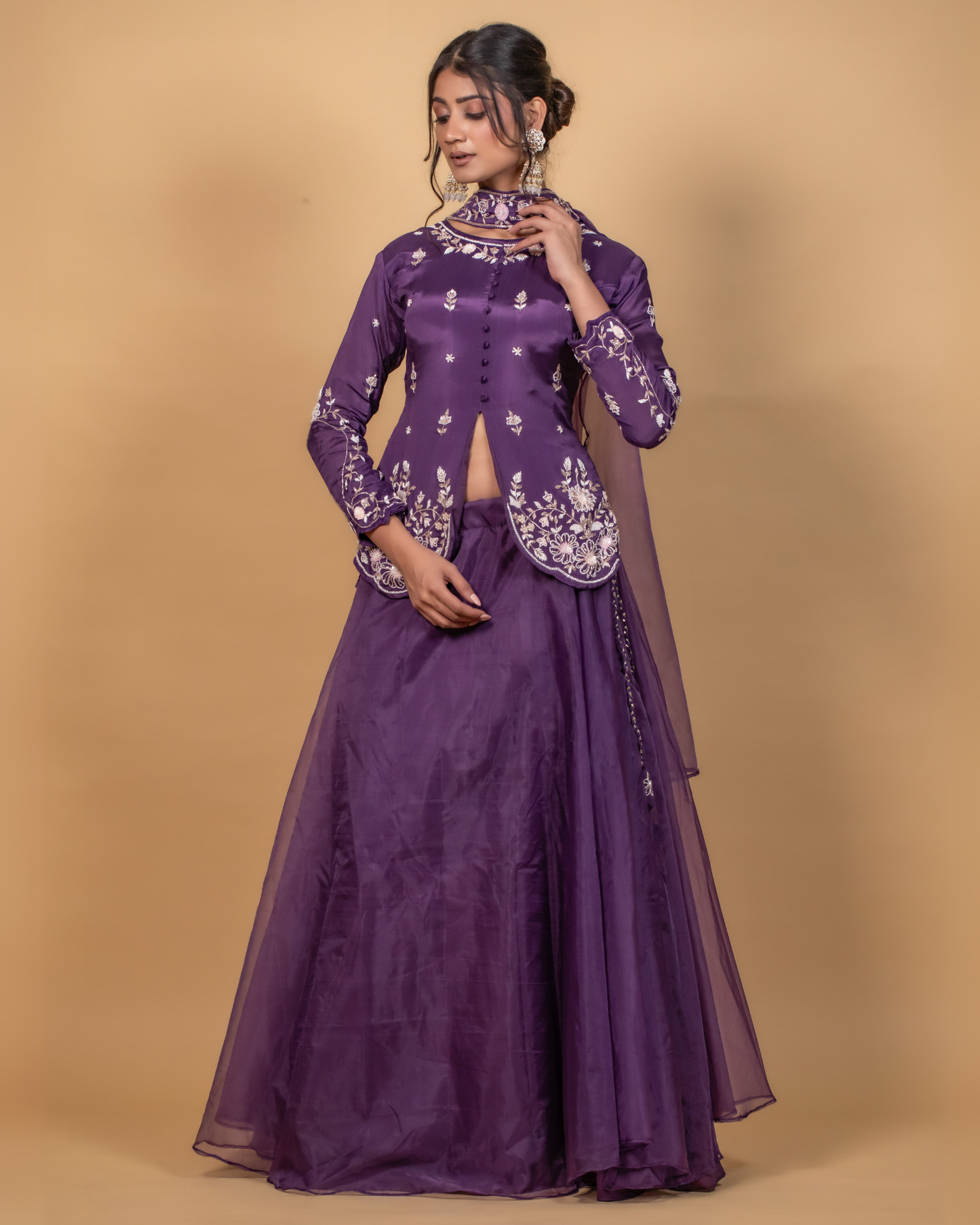 Royal Violet Peplum Skirt Set