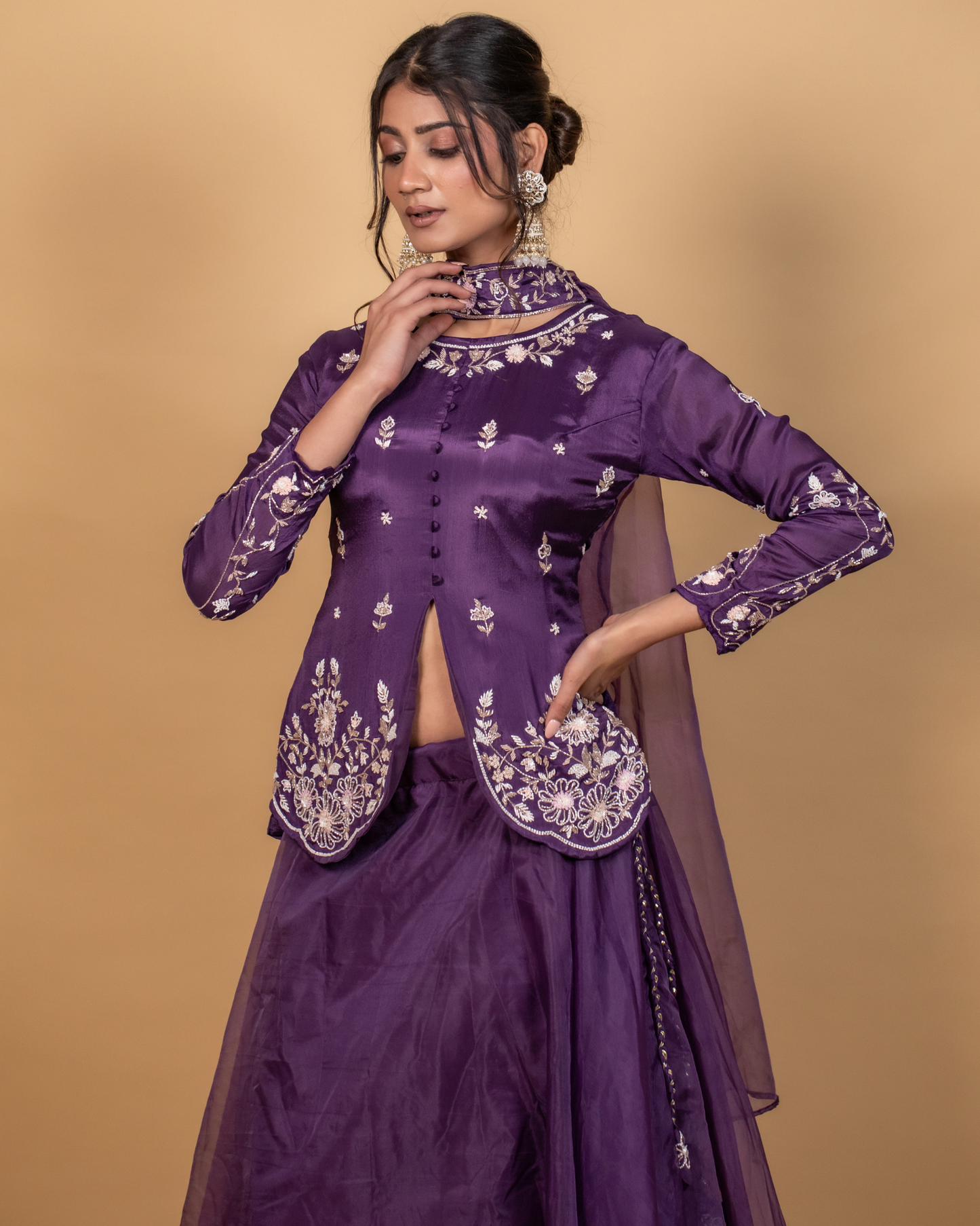 Royal Violet Peplum Skirt Set
