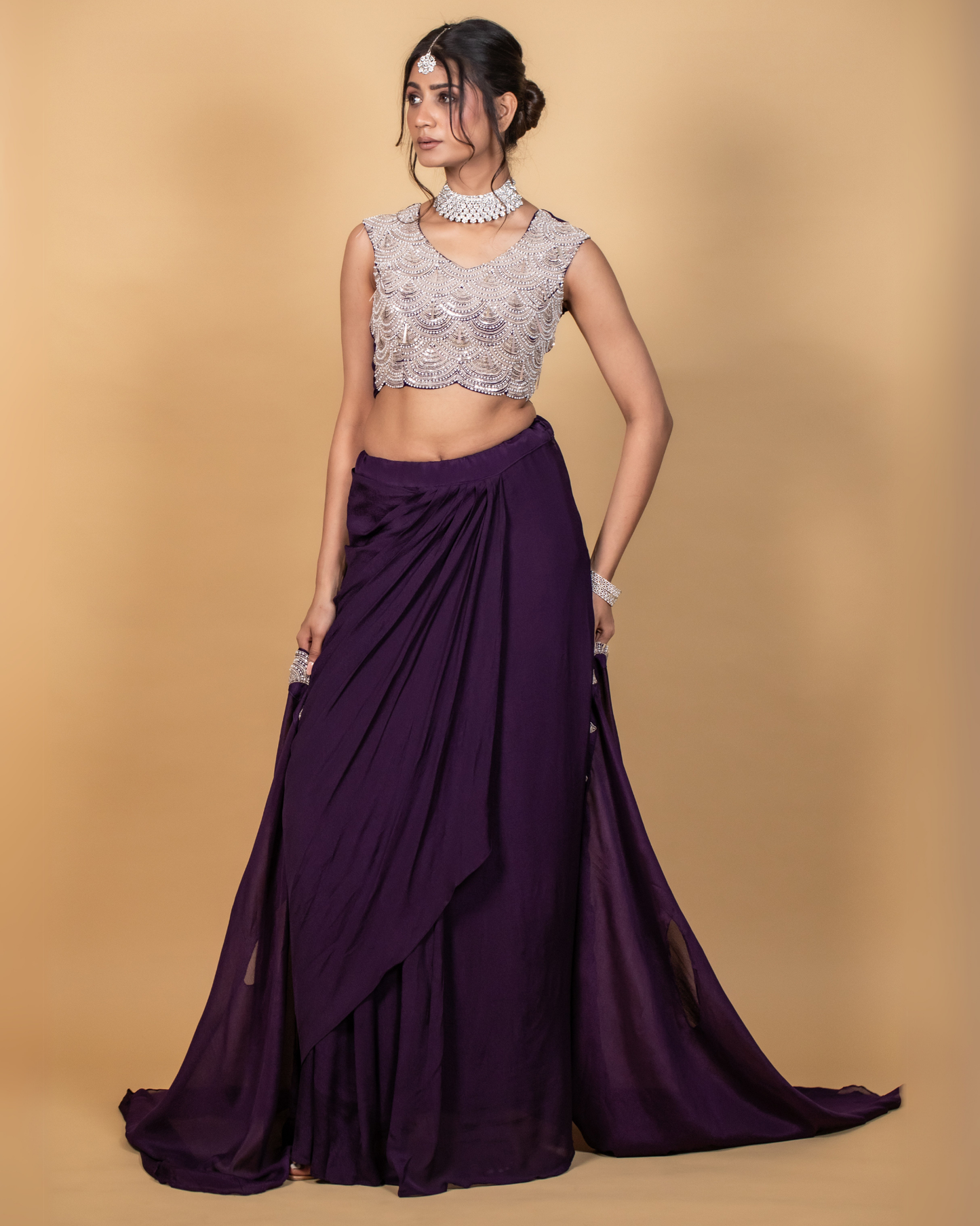 Royal Orchid Fusion Skirt Set