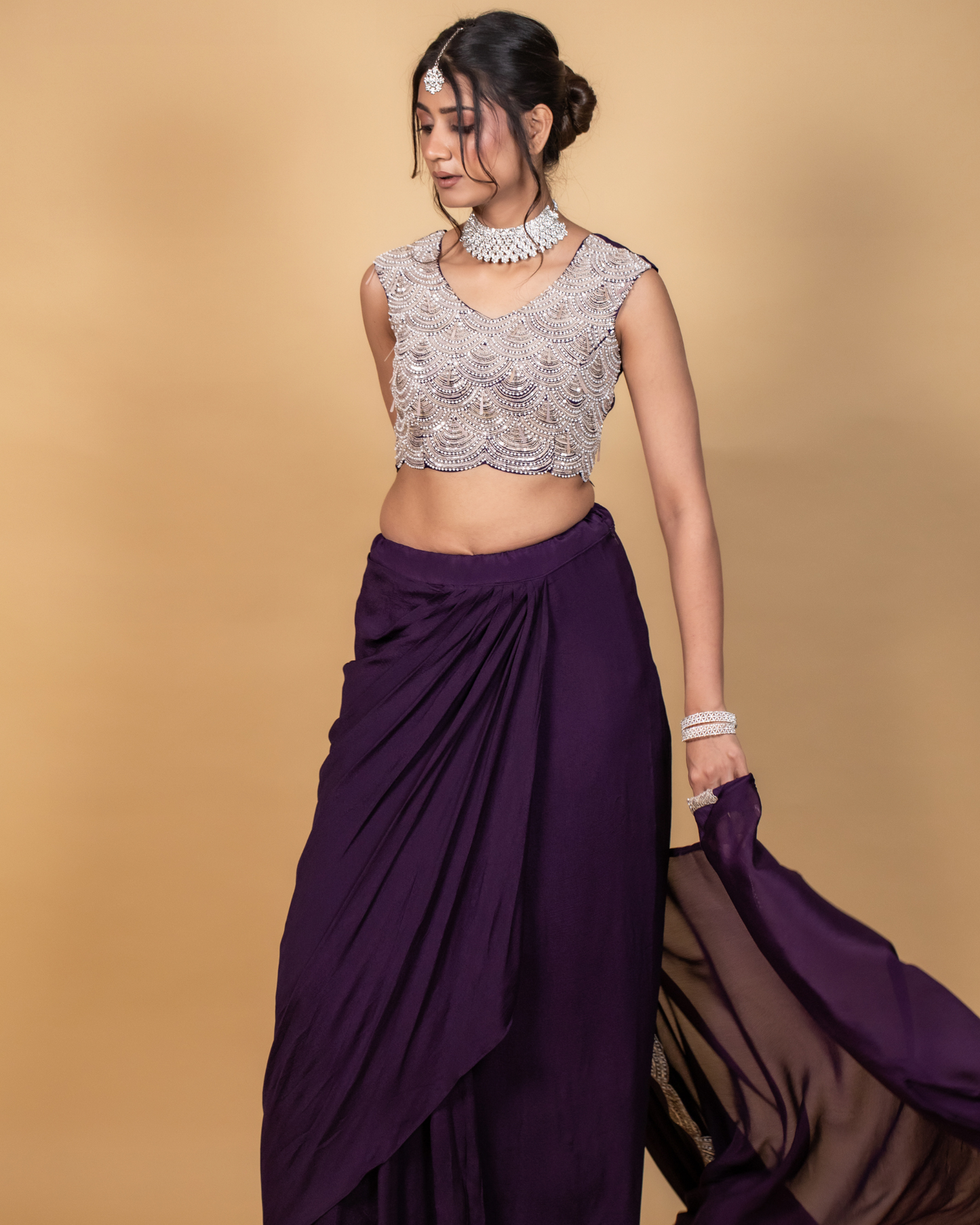 Royal Orchid Fusion Skirt Set