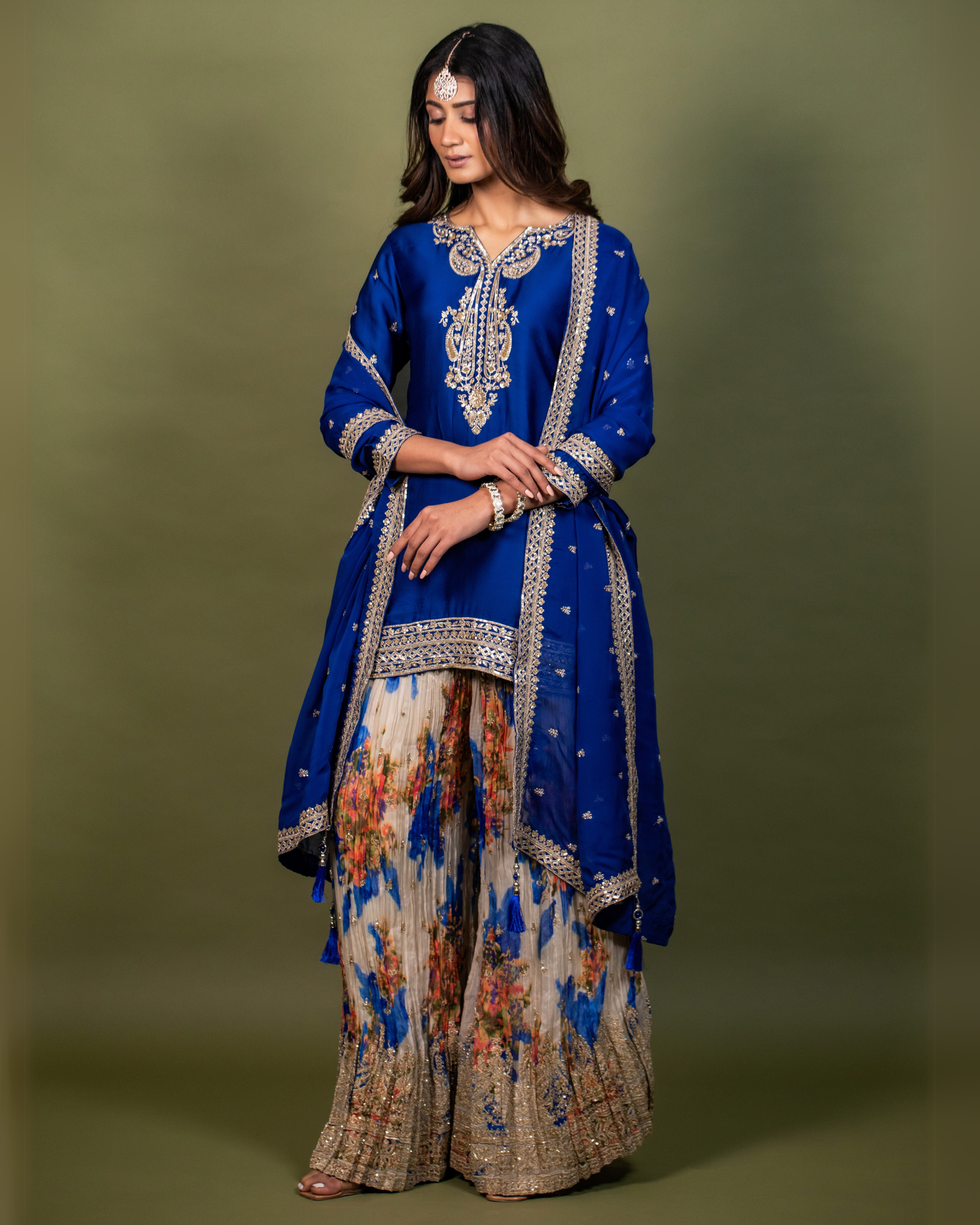 Majestic Blue Sharara Set