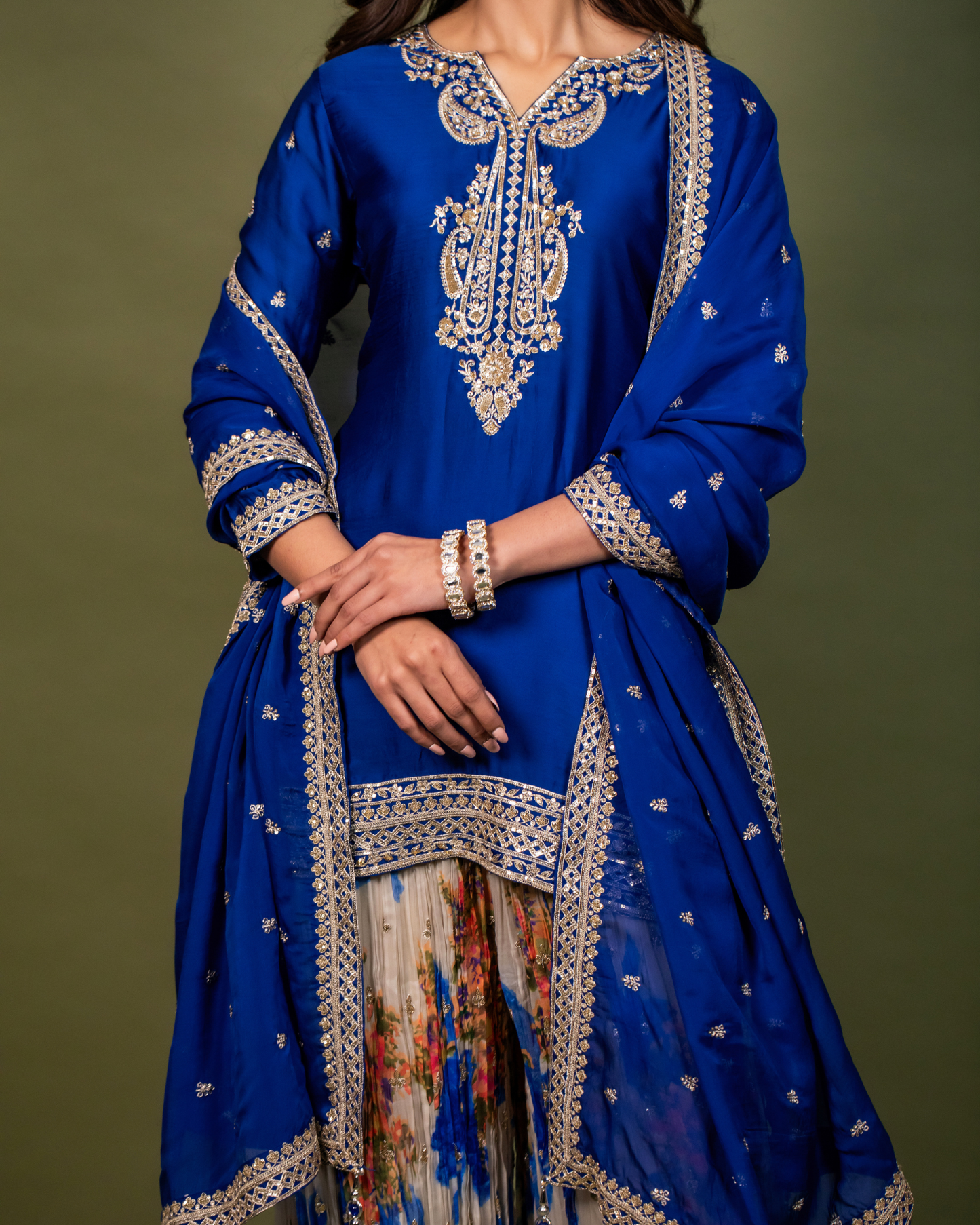 Majestic Blue Sharara Set