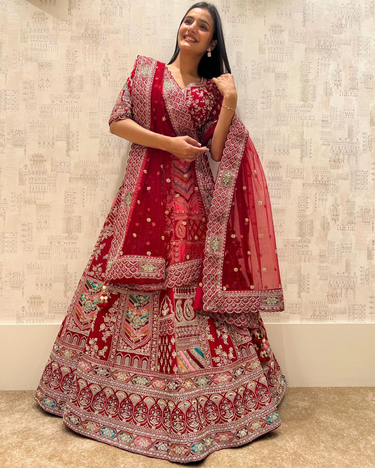 Aagman ~ Red Zardozi Bridal Lehenga With Handcrafted Detailing