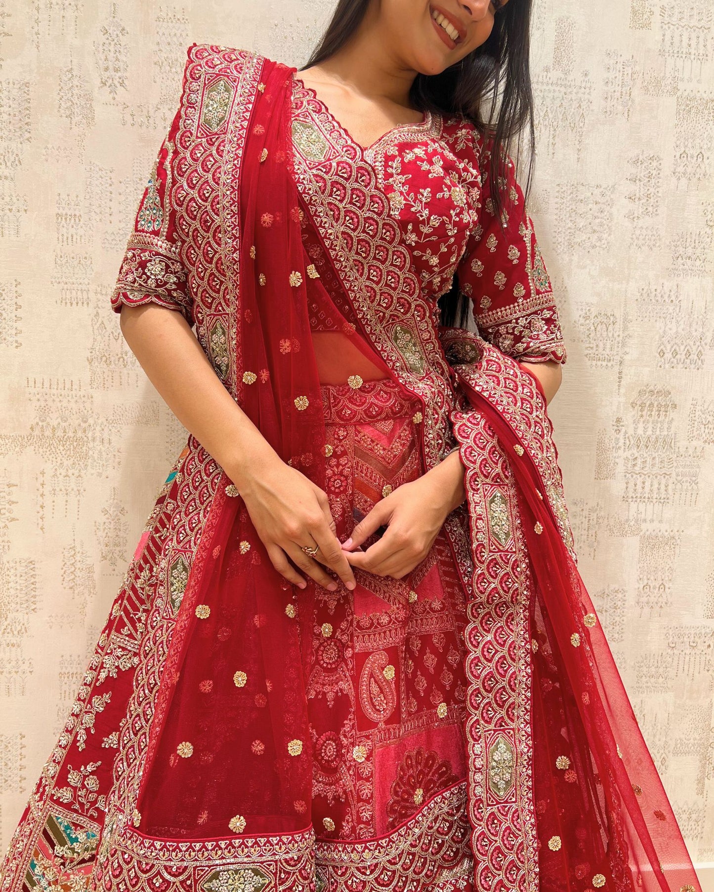 Aagman ~ Red Zardozi Bridal Lehenga With Handcrafted Detailing