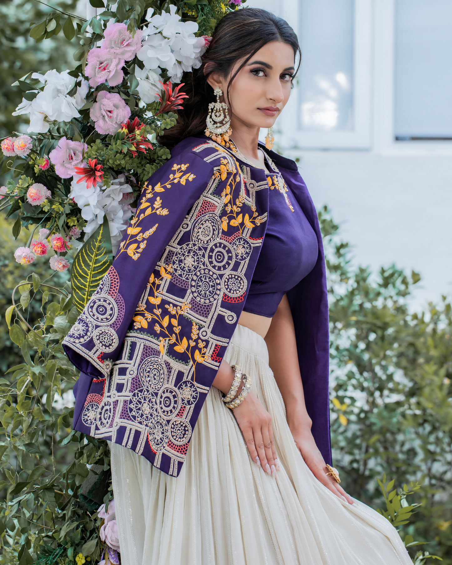 Modern Mosaic Blazer Skirt Indowestern