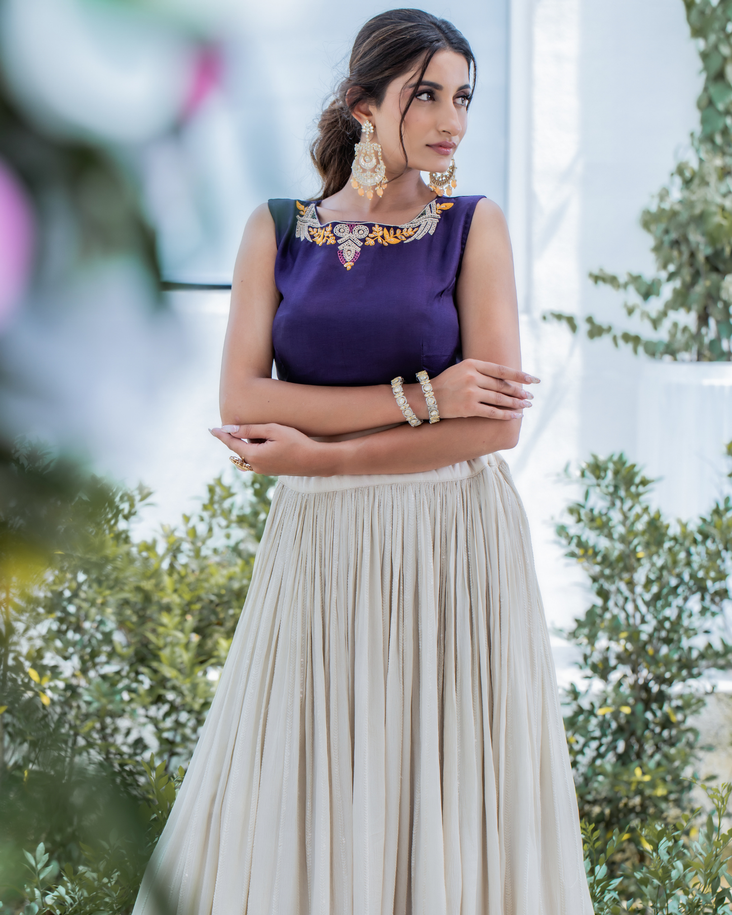 Modern Mosaic Blazer Skirt Indowestern