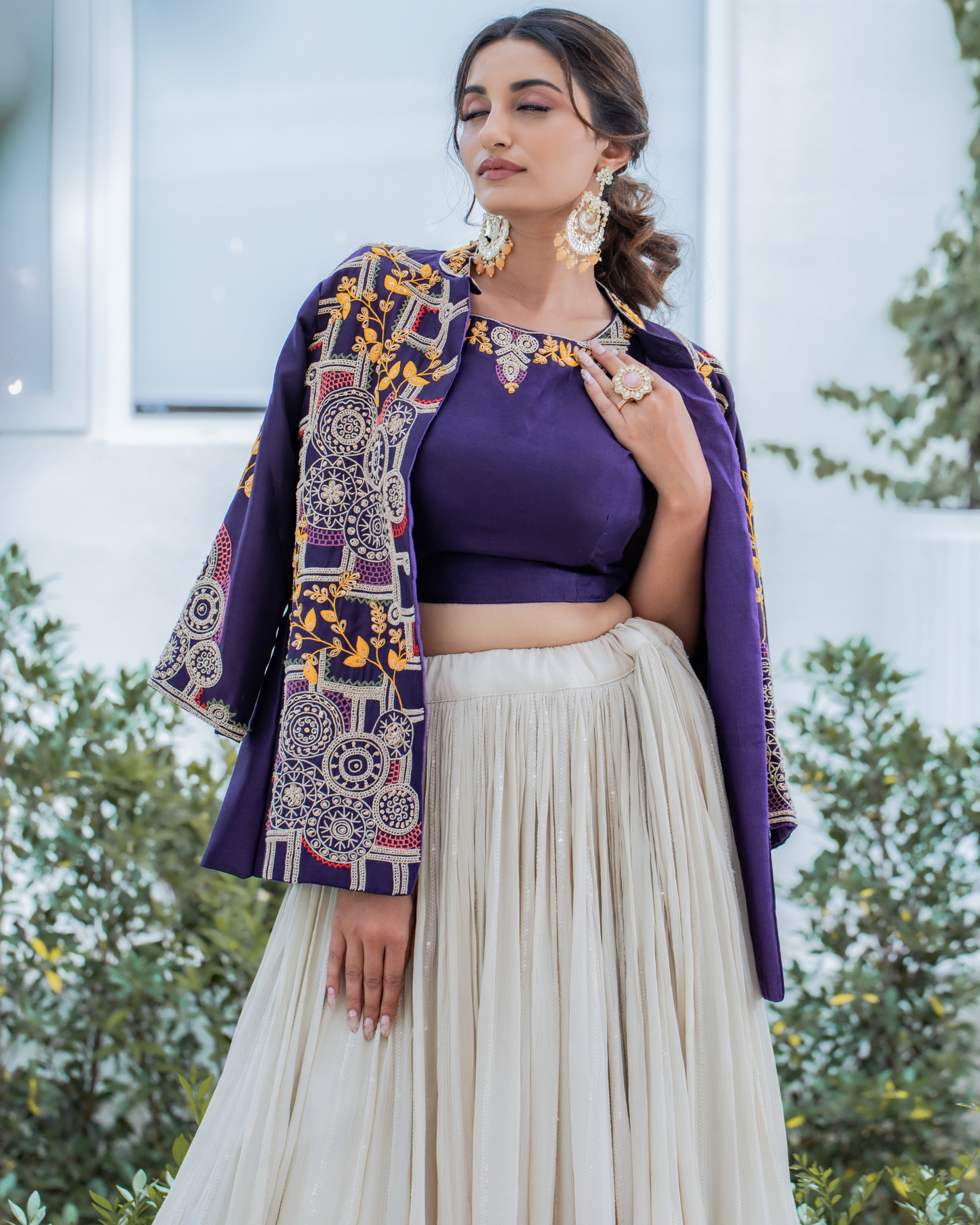 Modern Mosaic Blazer Skirt Indowestern