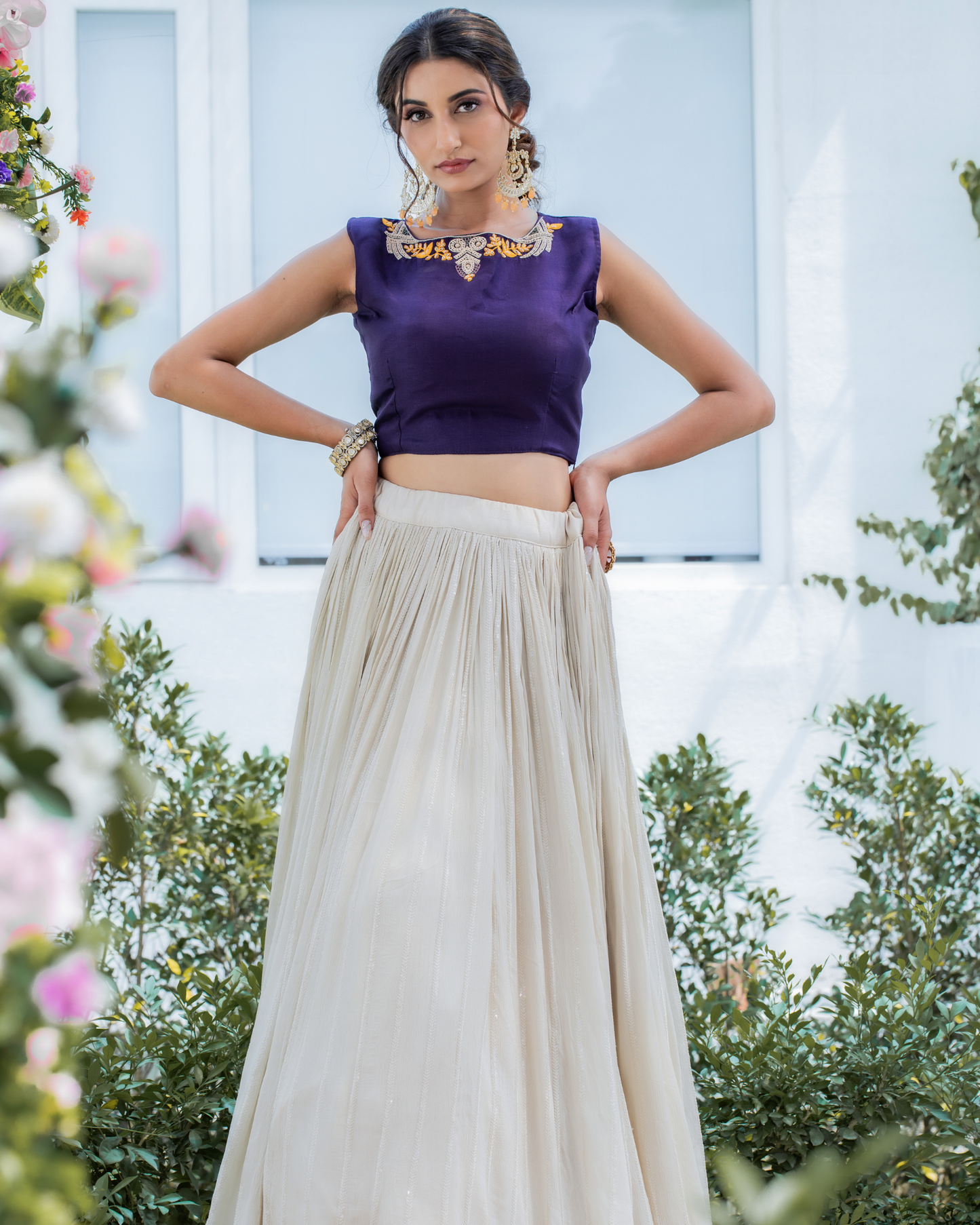Modern Mosaic Blazer Skirt Indowestern