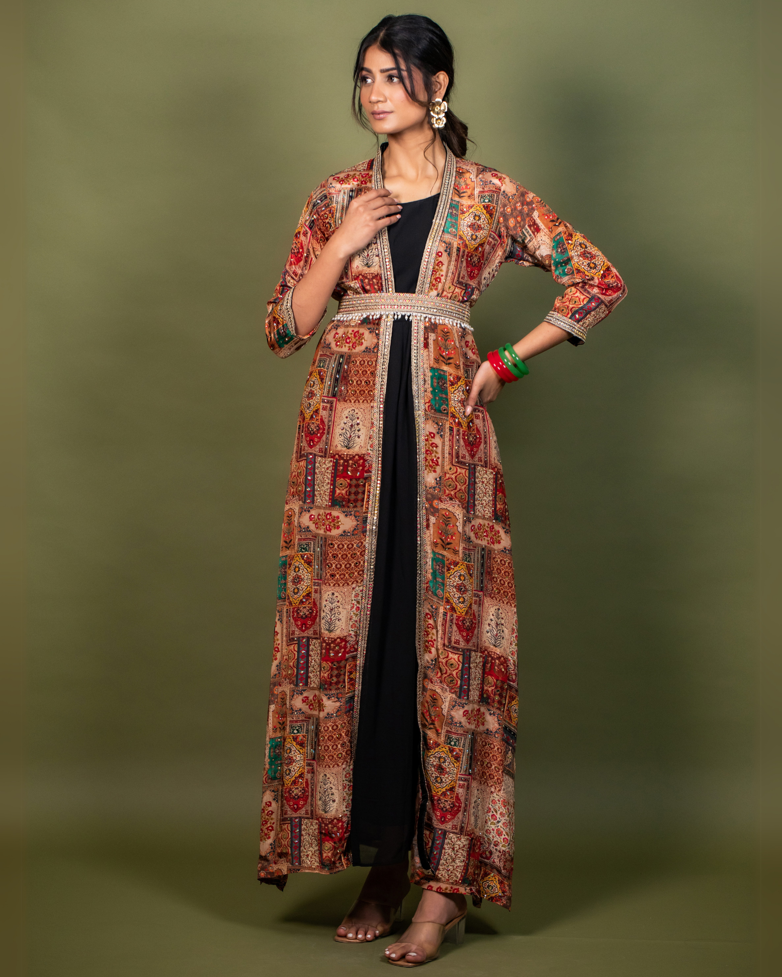 Noir Blossom Shrug Gown Palki Noir Blossom Shrug Gown Palki