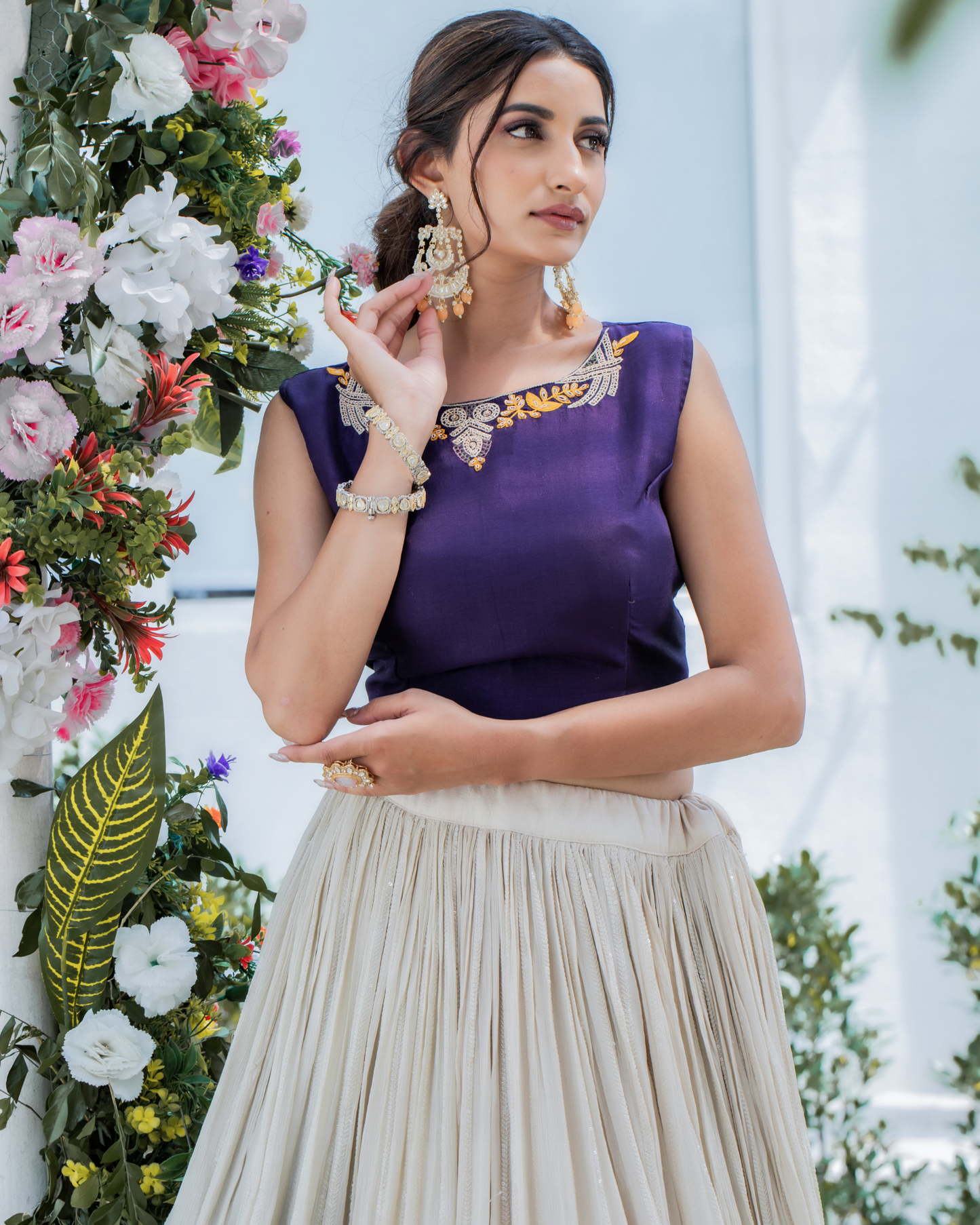 Modern Mosaic Blazer Skirt Indowestern