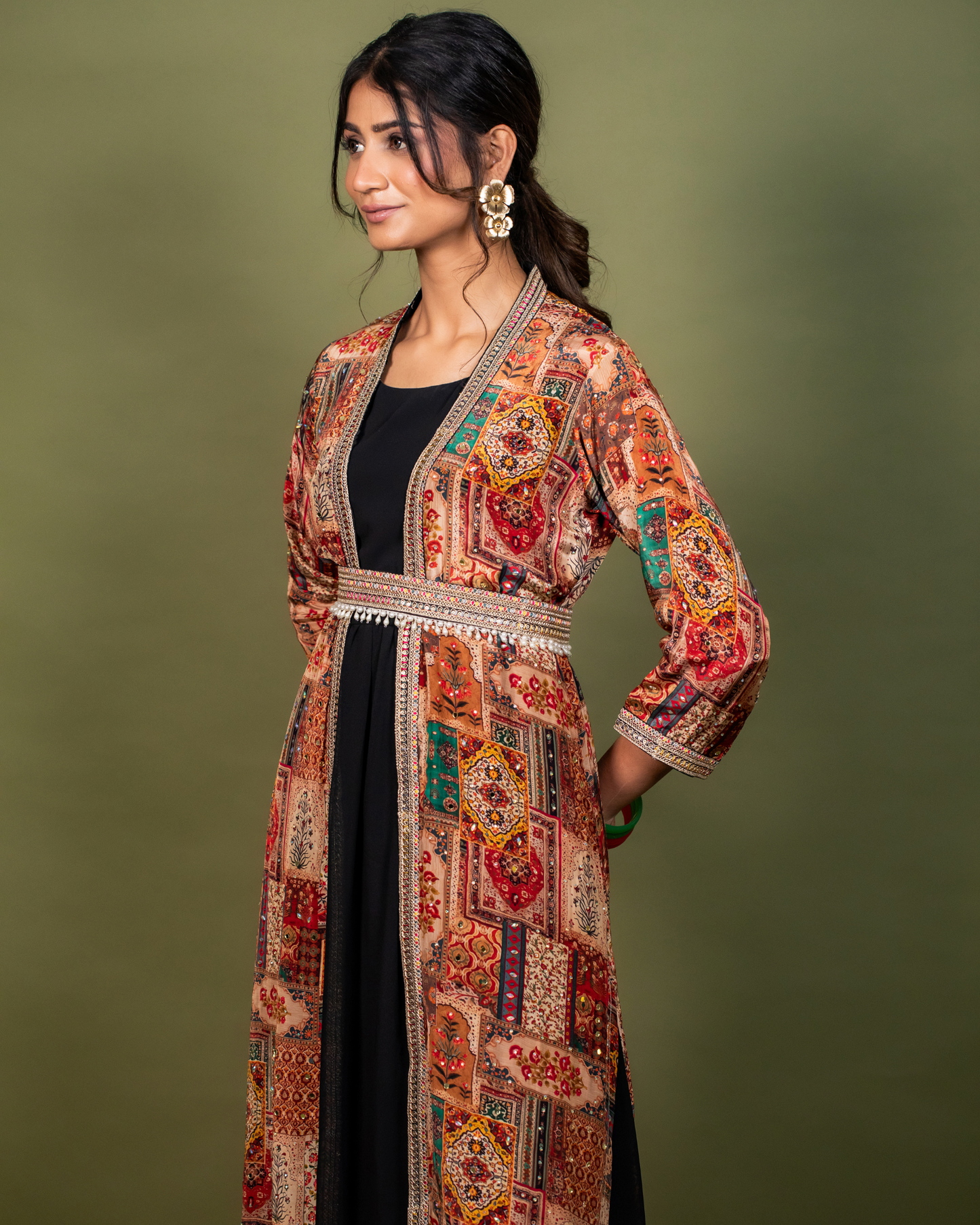 Noir Blossom Shrug Gown