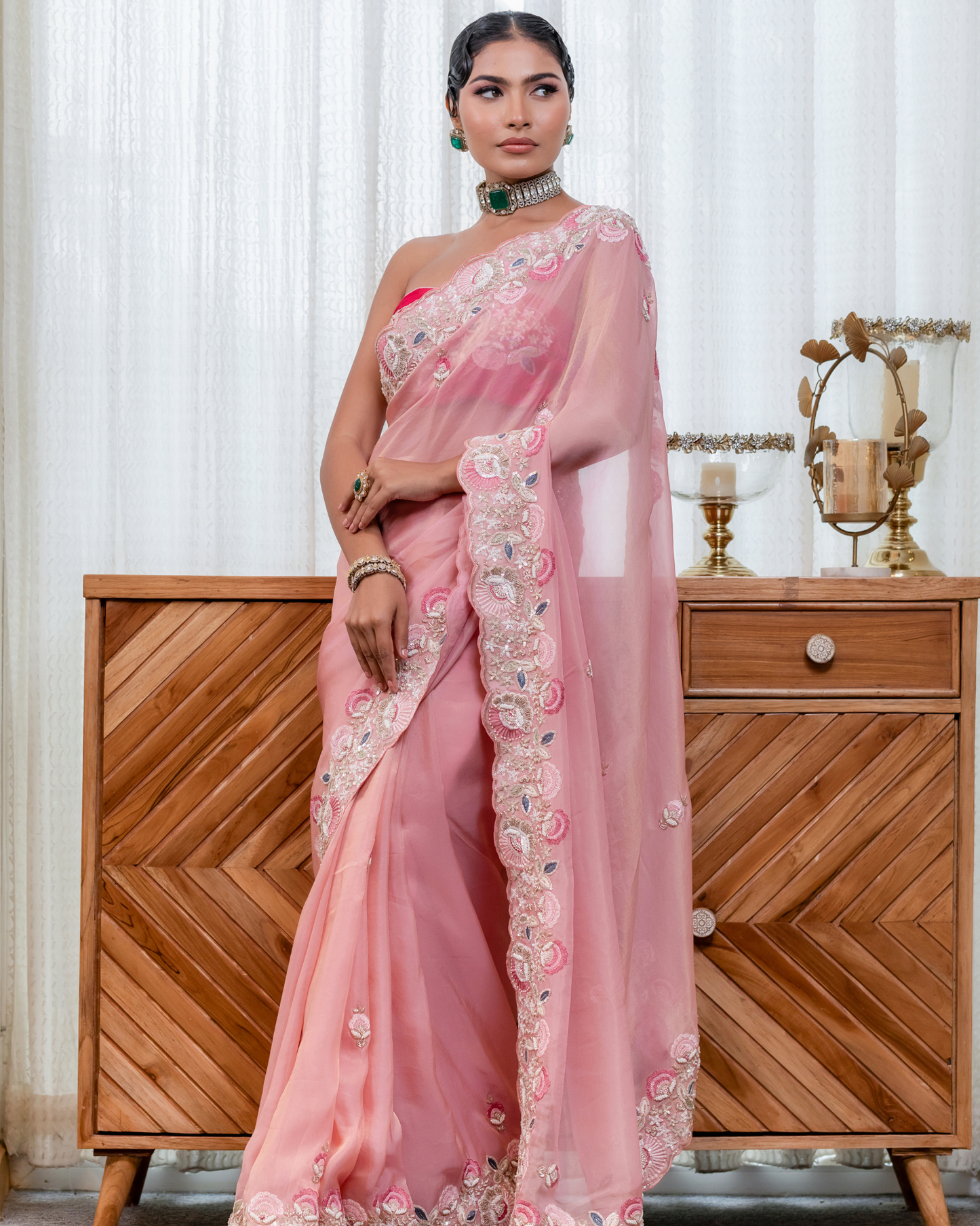 Blushing Carnation Saree