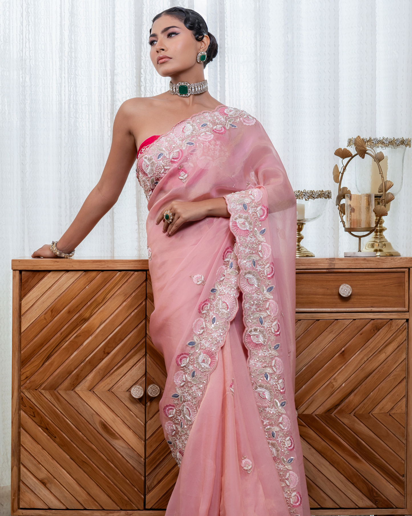 Blushing Carnation Saree