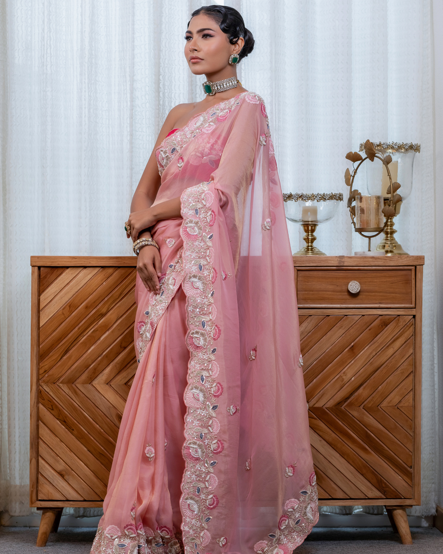 Blushing Carnation Saree