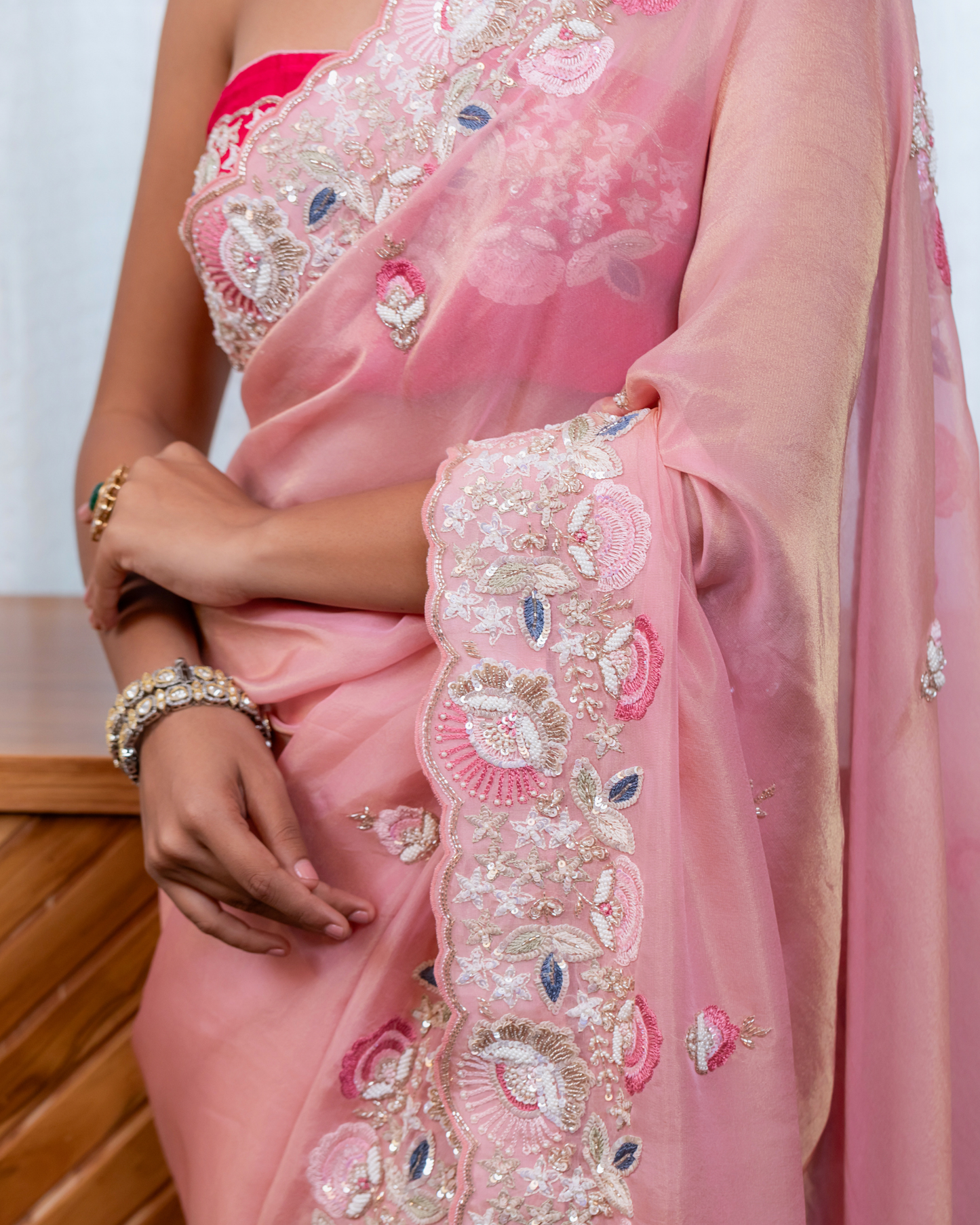 Blushing Carnation Saree