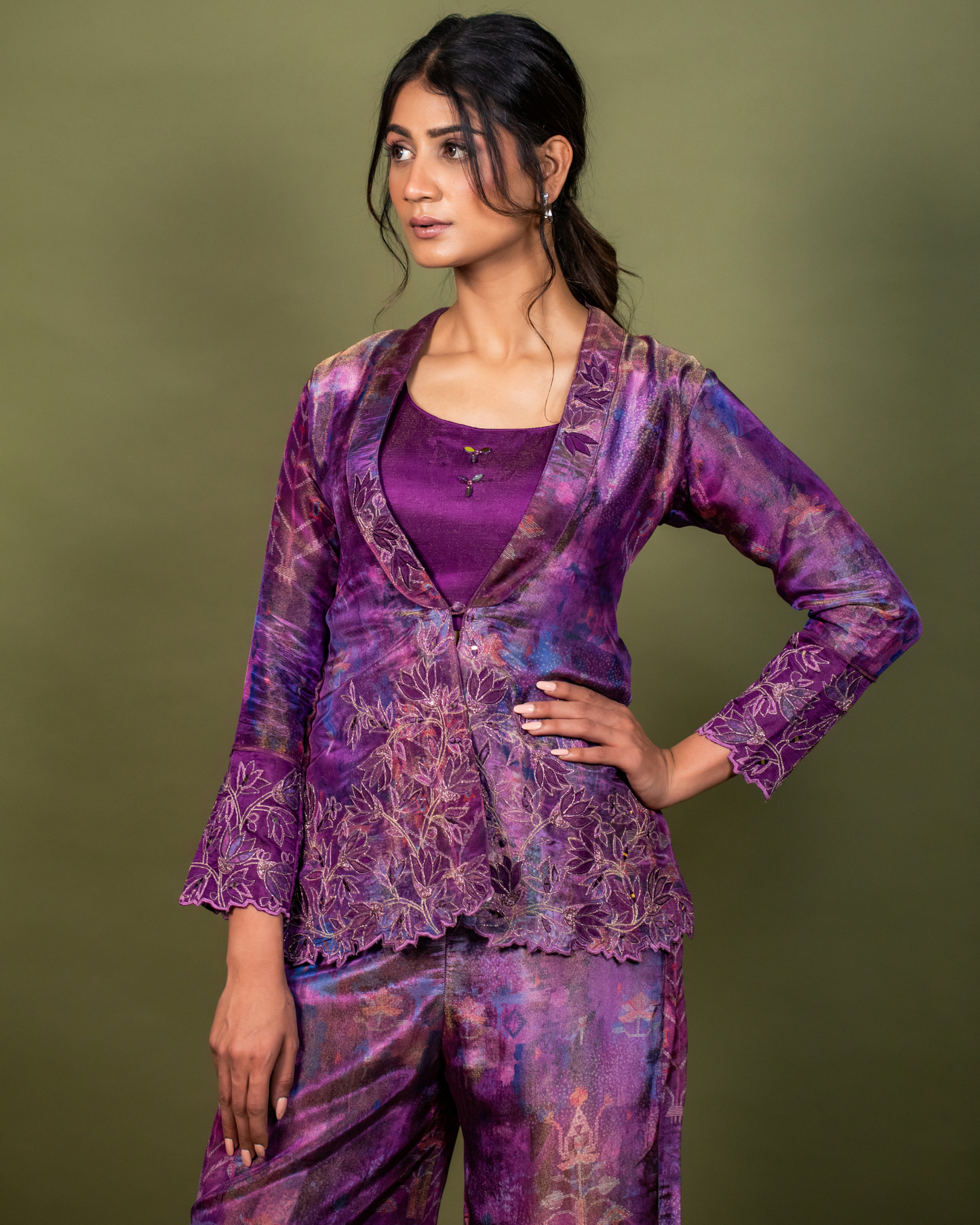 Purple Graphic Print Co-Ord Set