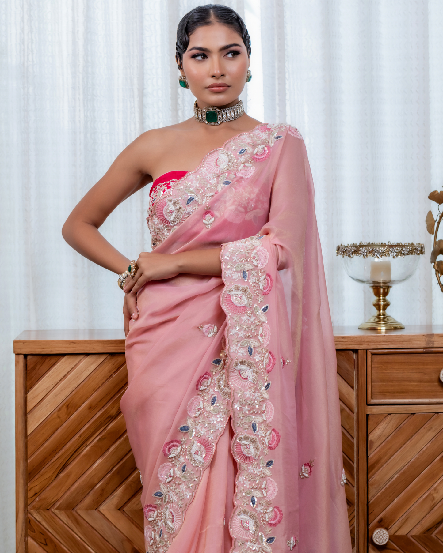 Blushing Carnation Saree