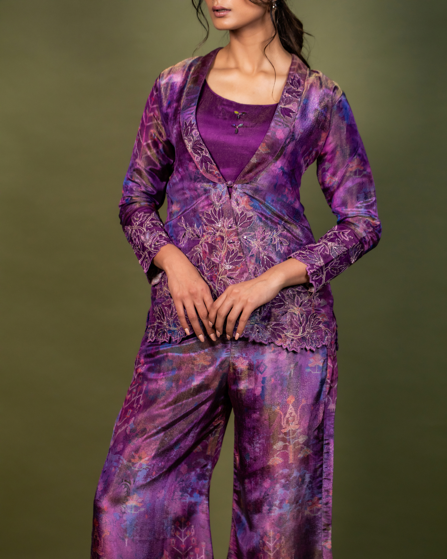 Purple Graphic Print Co-Ord Set