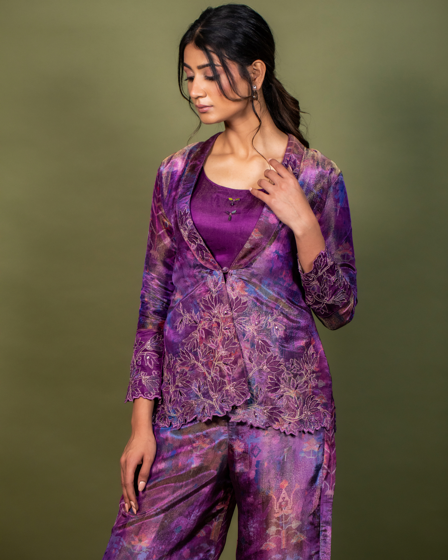 Purple Graphic Print Co-Ord Set