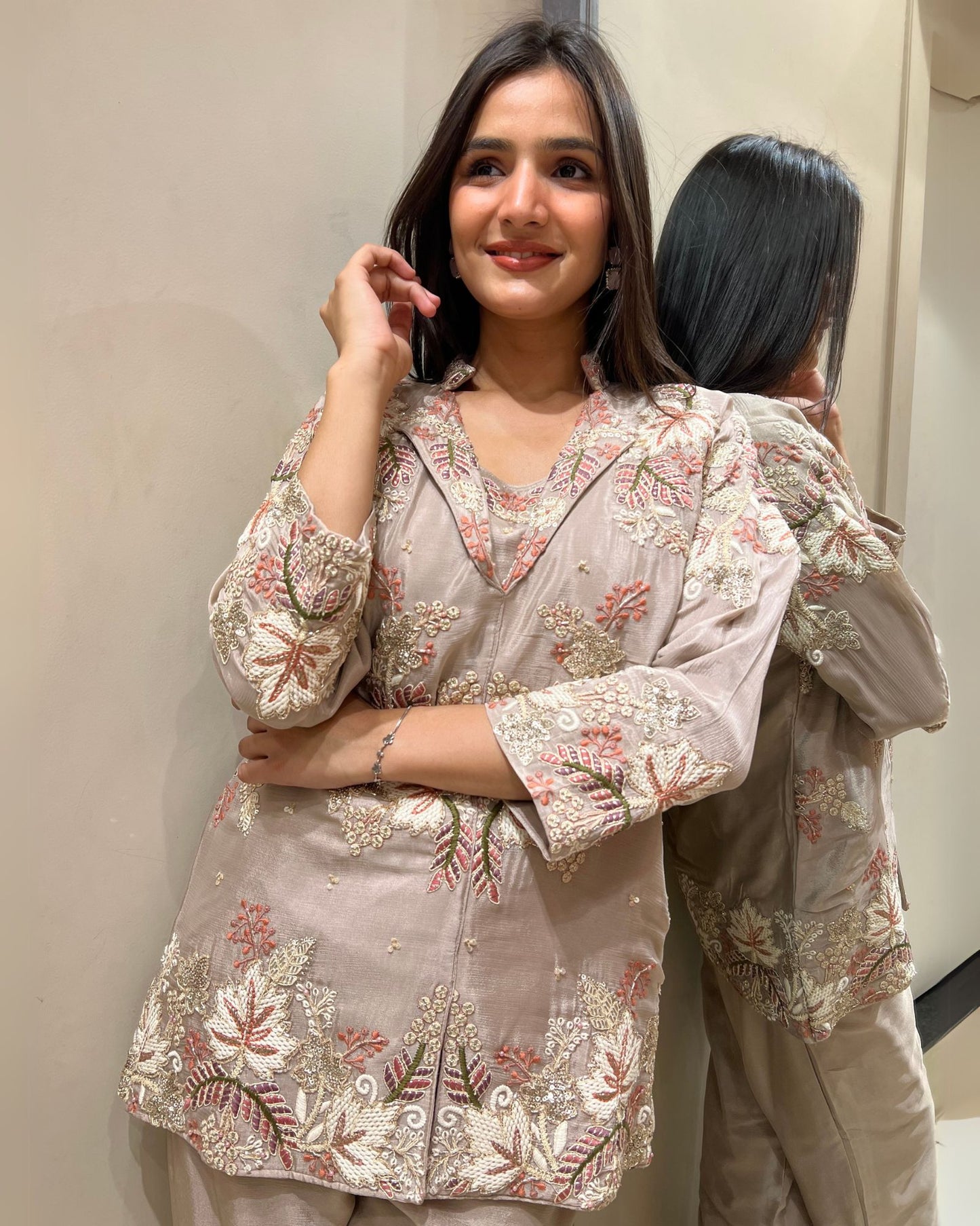 Gulshan Beige Threadwork Co-ord Set