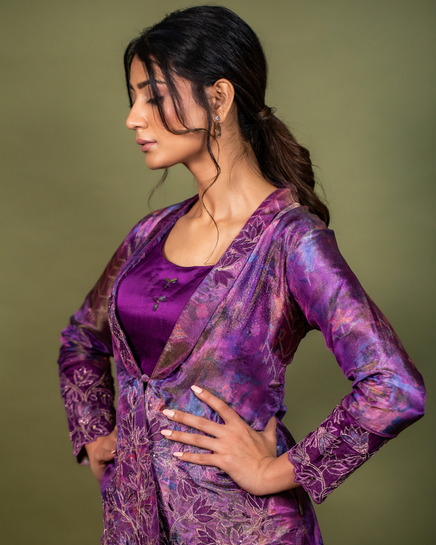 Purple Graphic Print Co-Ord Set
