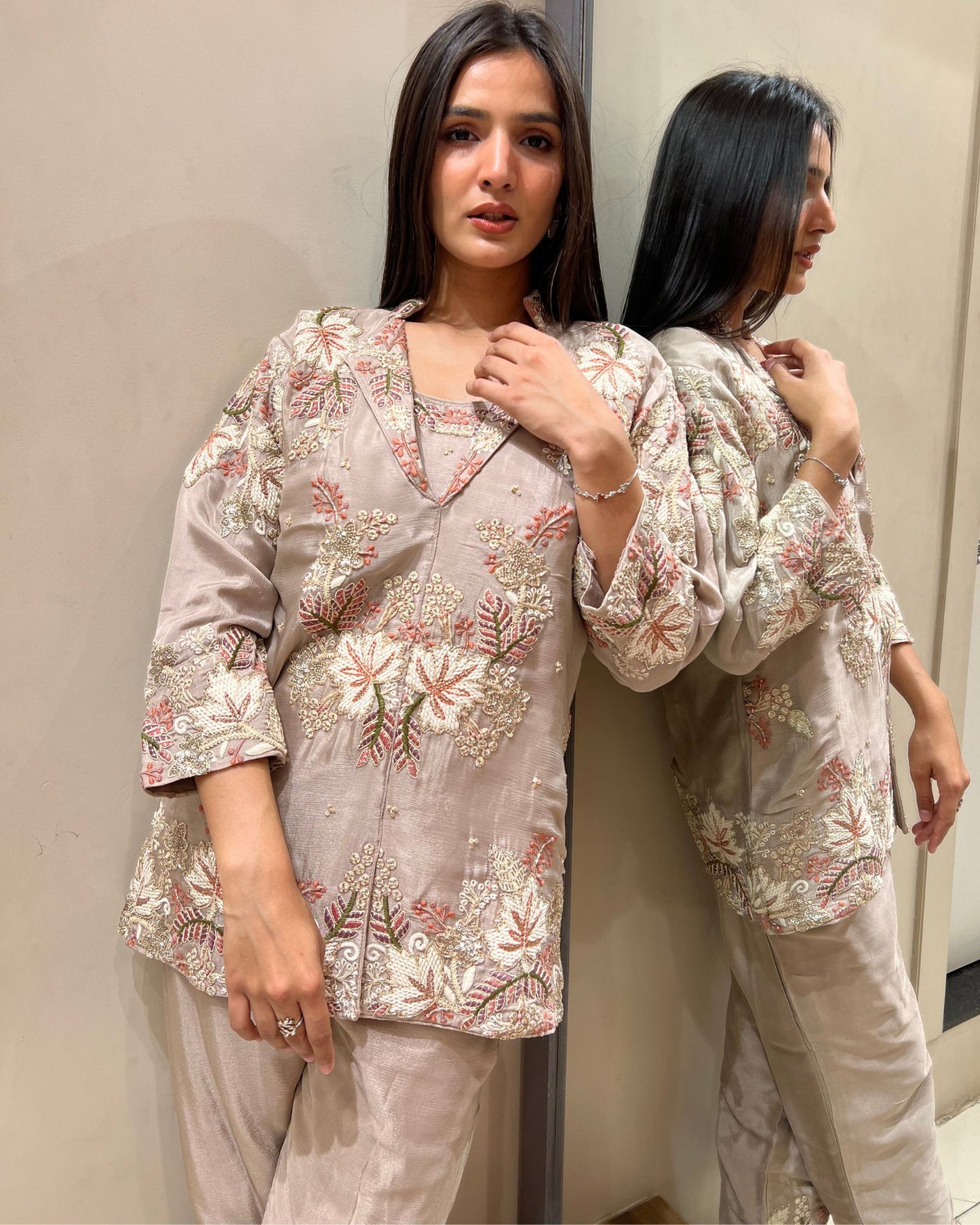 Gulshan Beige Threadwork Co-ord Set