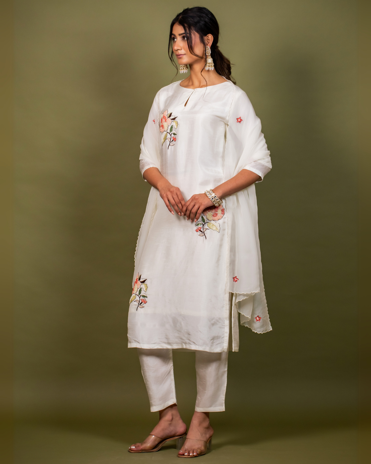 Crystal White Kurti Pant