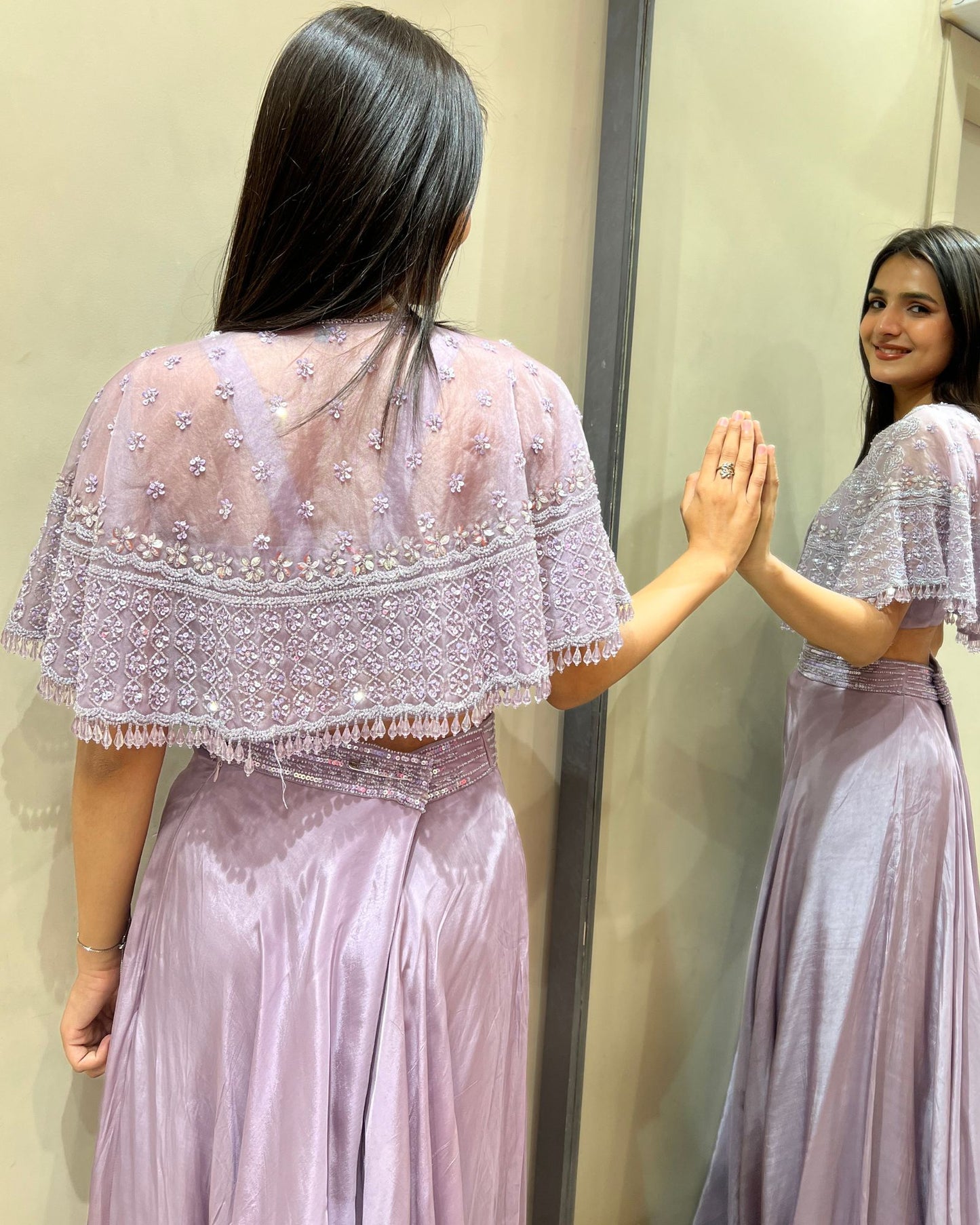 Tara Lilac Glow Indo-Western Cape Dress
