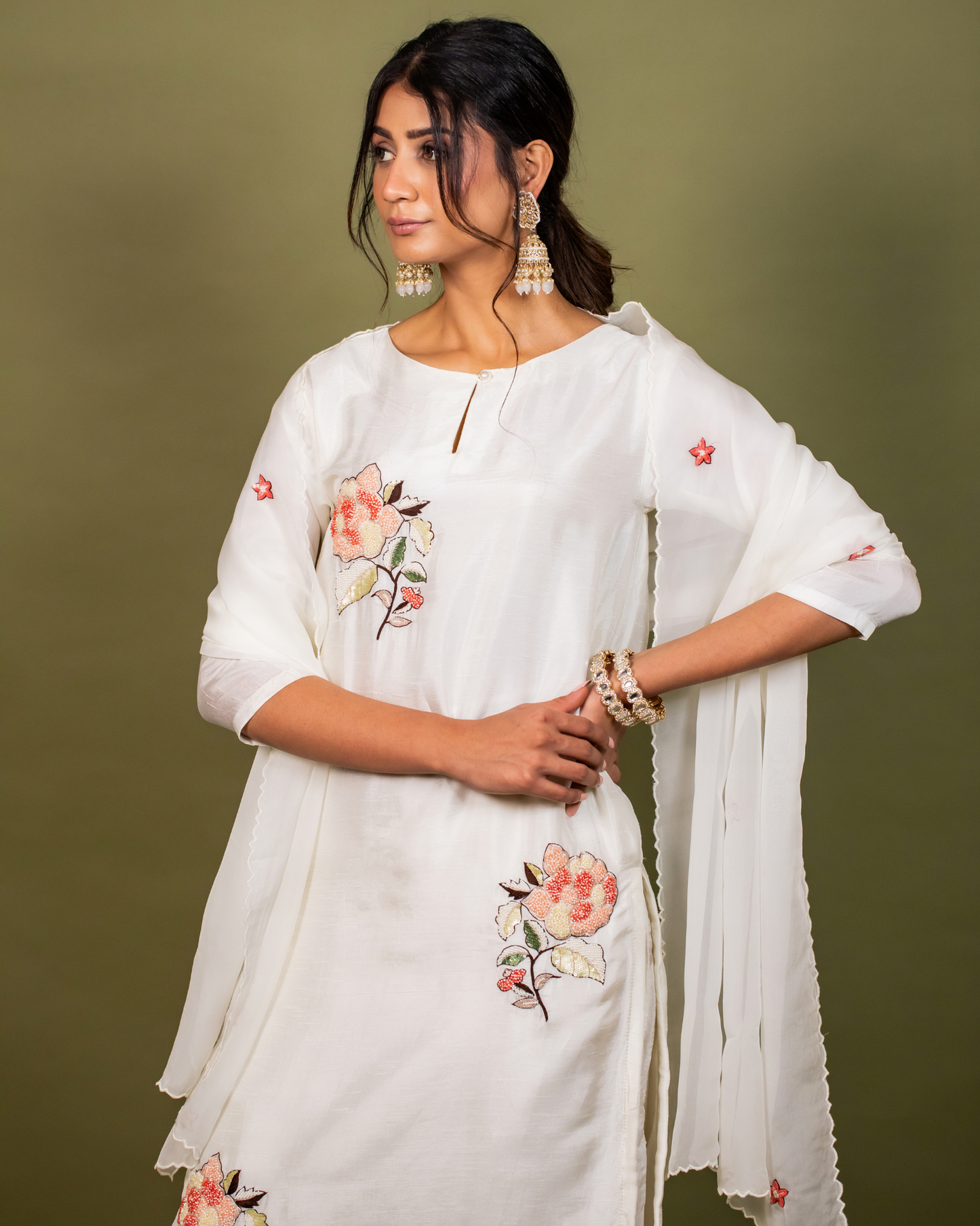 Crystal White Kurti Pant