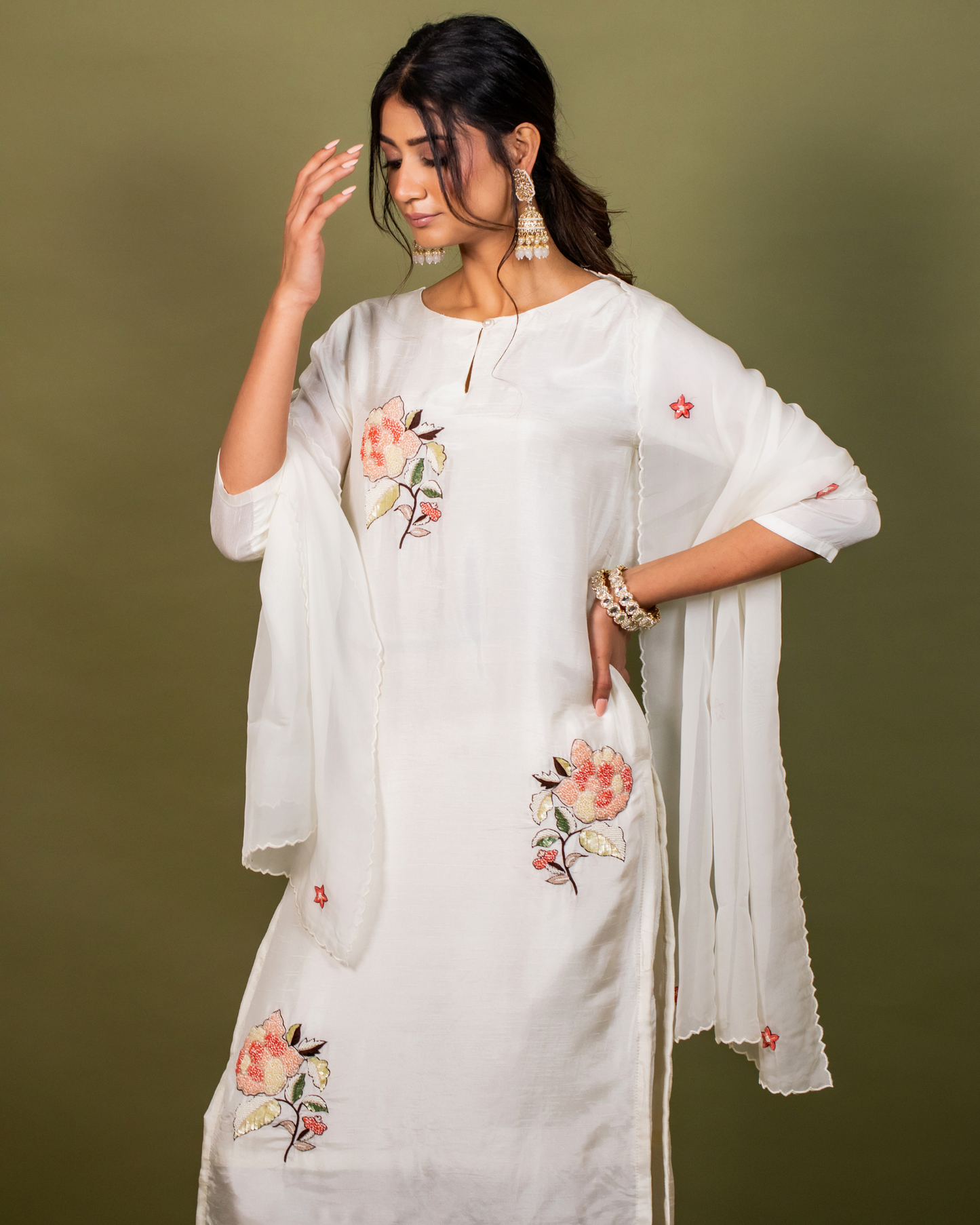 Crystal White Kurti Pant