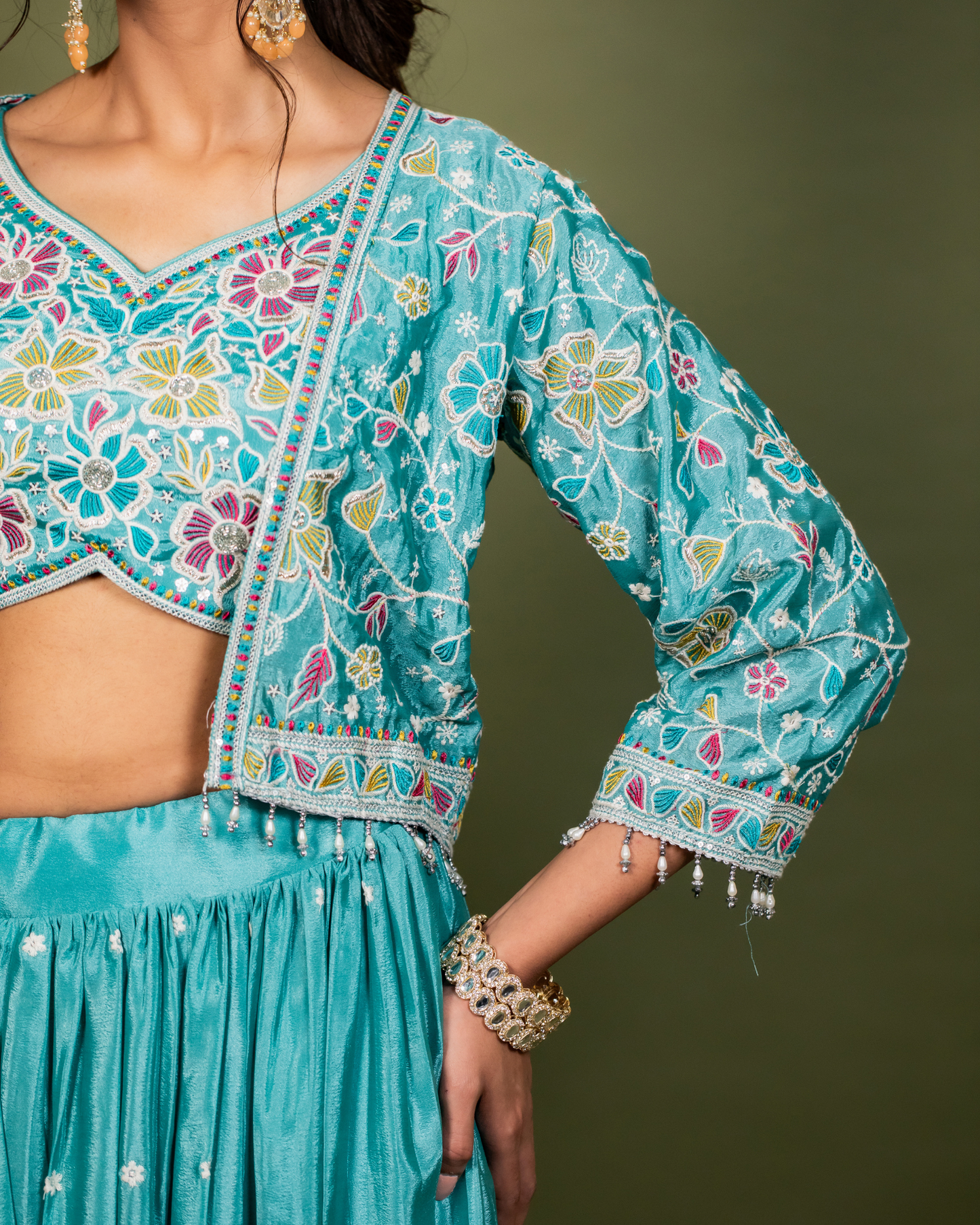 Blue Ethnic Fusion Skirt Set