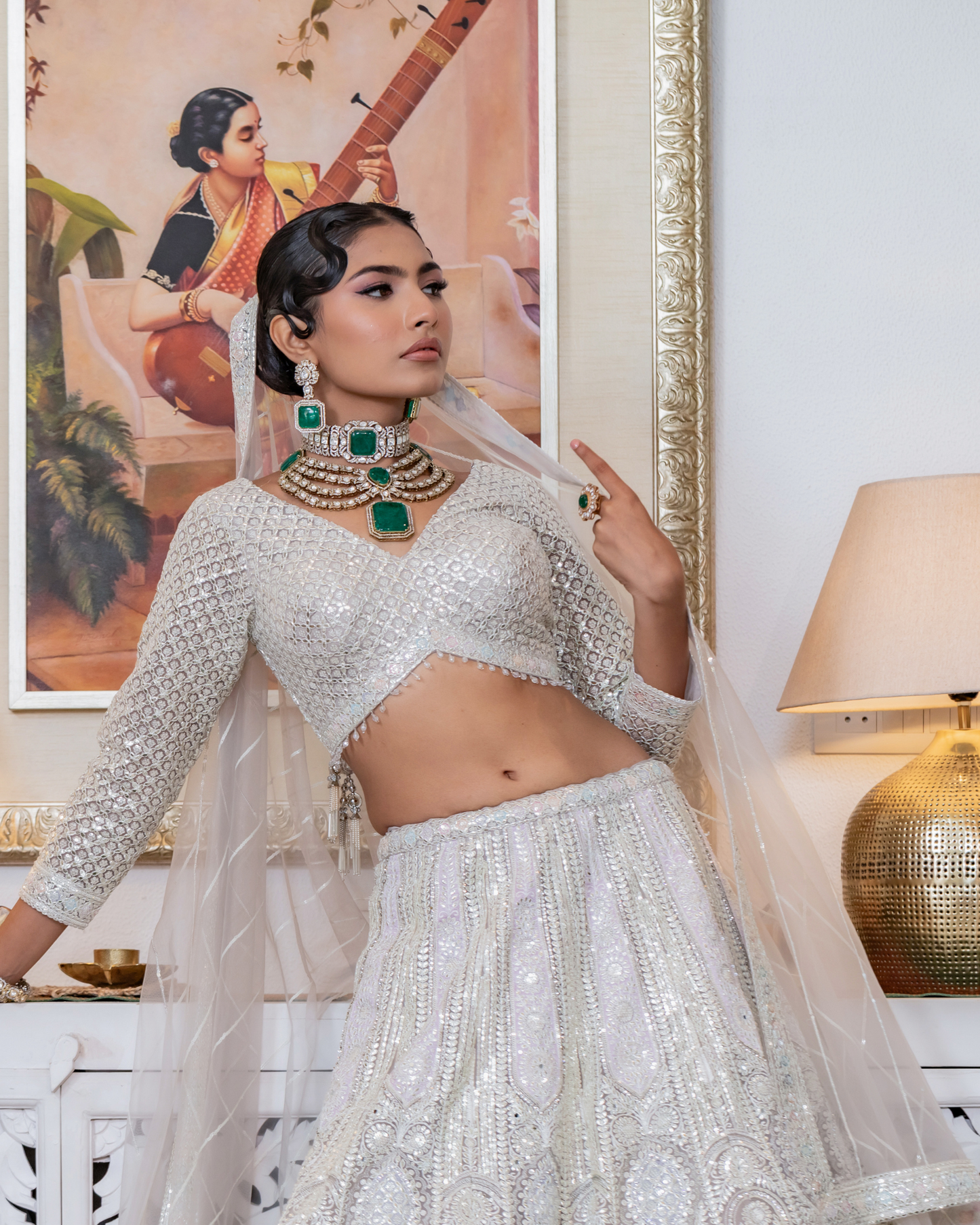 Frosted Charm Grey White Lehenga