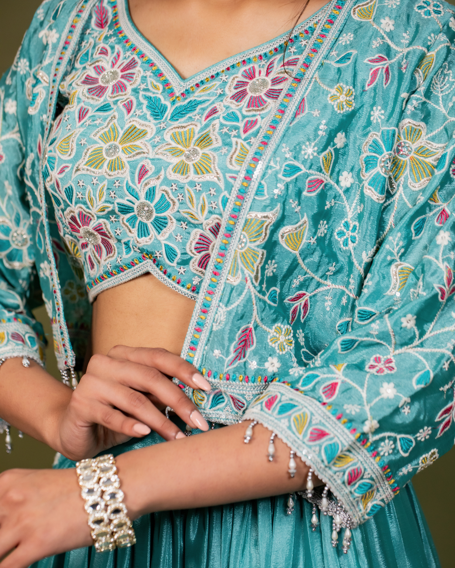 Blue Ethnic Fusion Skirt Set