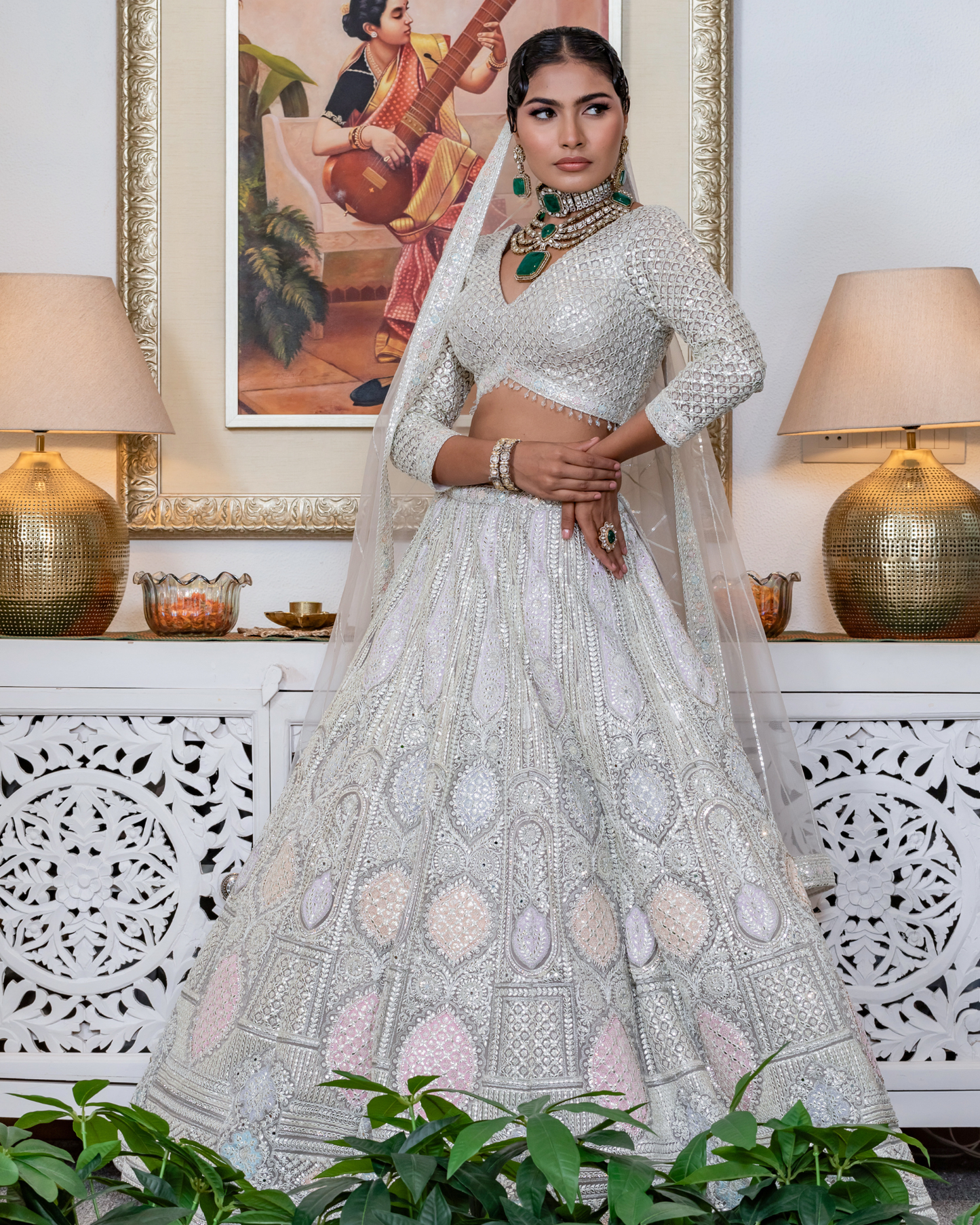 Frosted Charm Grey White Lehenga