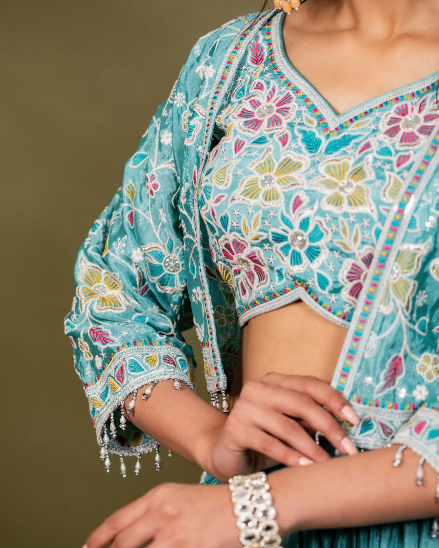 Blue Ethnic Fusion Skirt Set