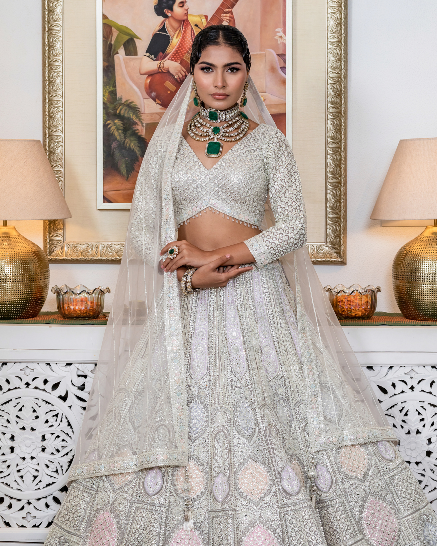 Frosted Charm Grey White Lehenga