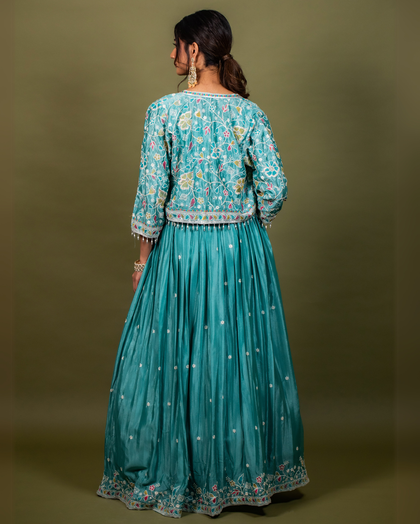 Blue Ethnic Fusion Skirt Set