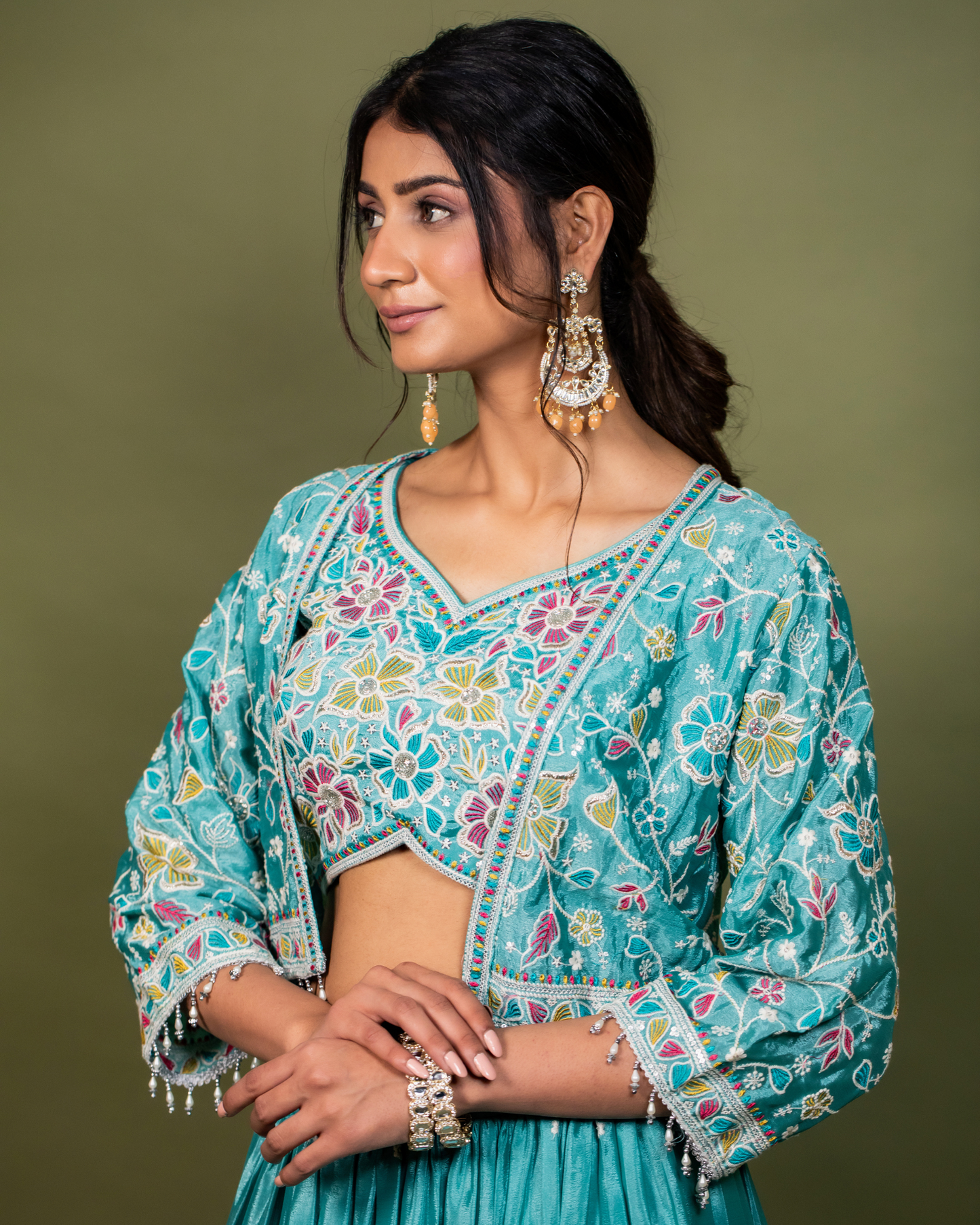 Blue Ethnic Fusion Skirt Set