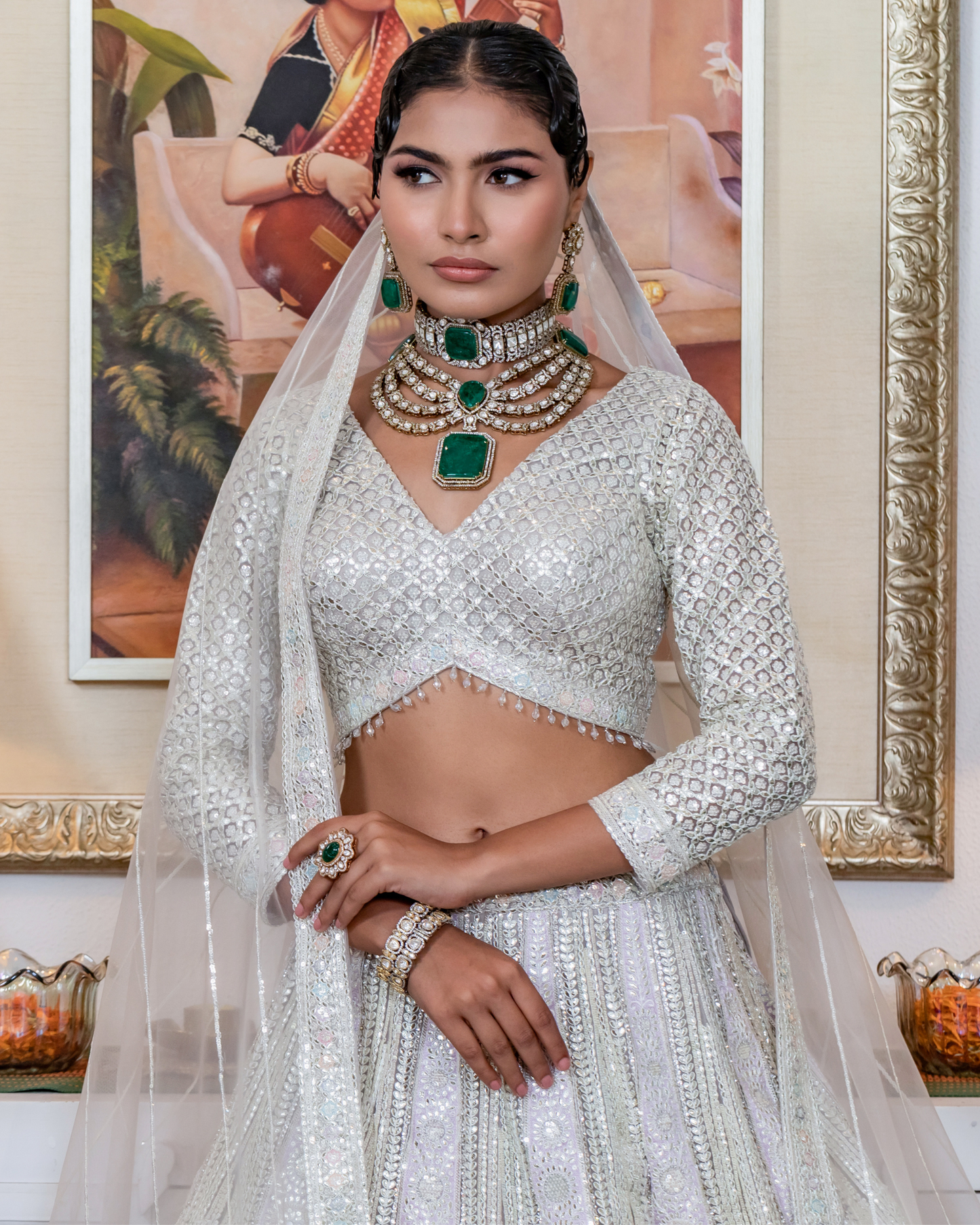 Frosted Charm Grey White Lehenga
