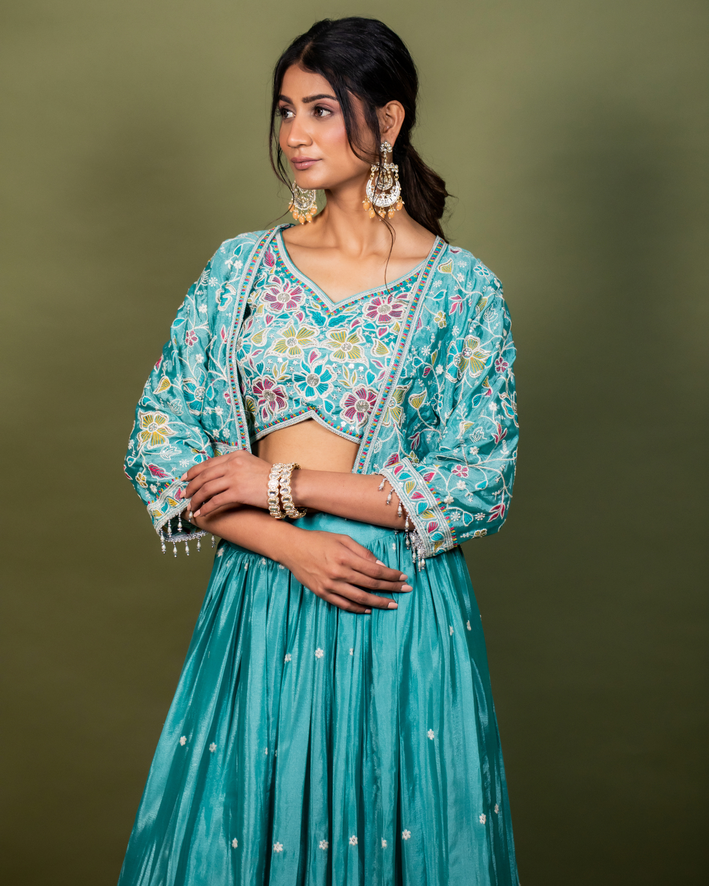 Blue Ethnic Fusion Skirt Set