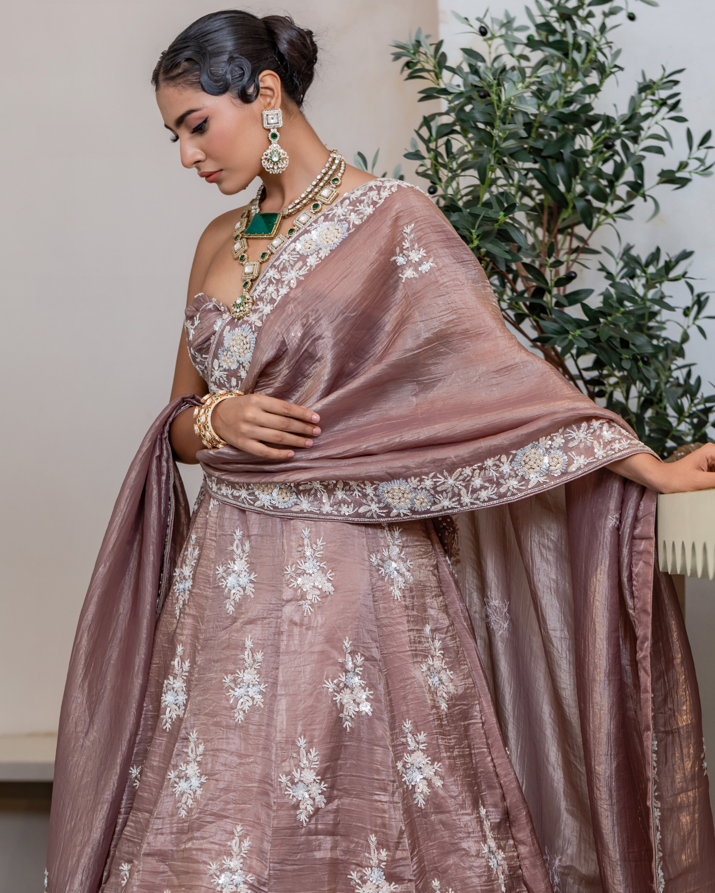Regal Brown Mystique Lehenga Set